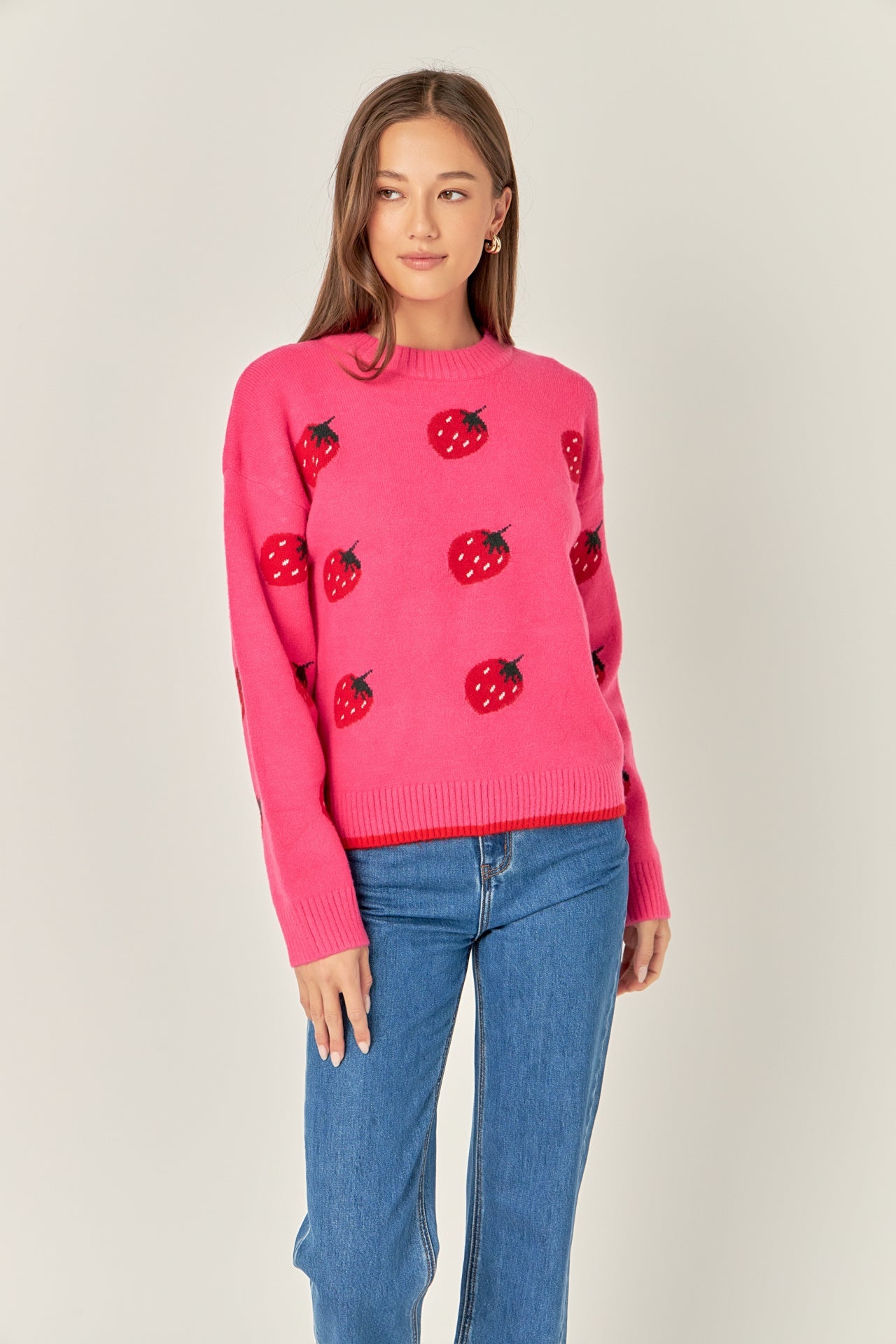 ENGLISH FACTORY - Strawberry Crew Neck Knit - SWEATERS & KNITS available at Objectrare