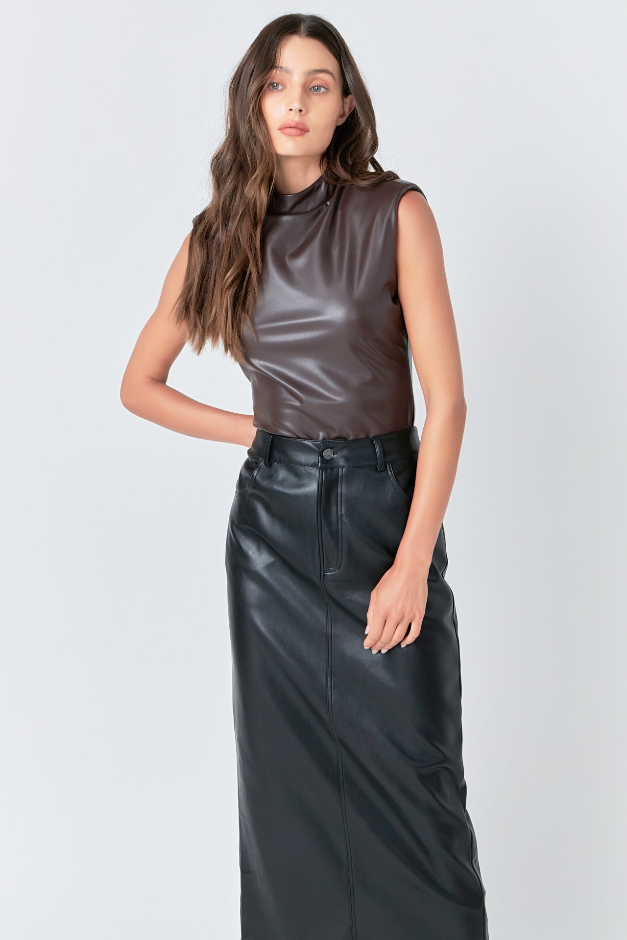 GREY LAB - Faux Leather Bodysuit - TOPS available at Objectrare