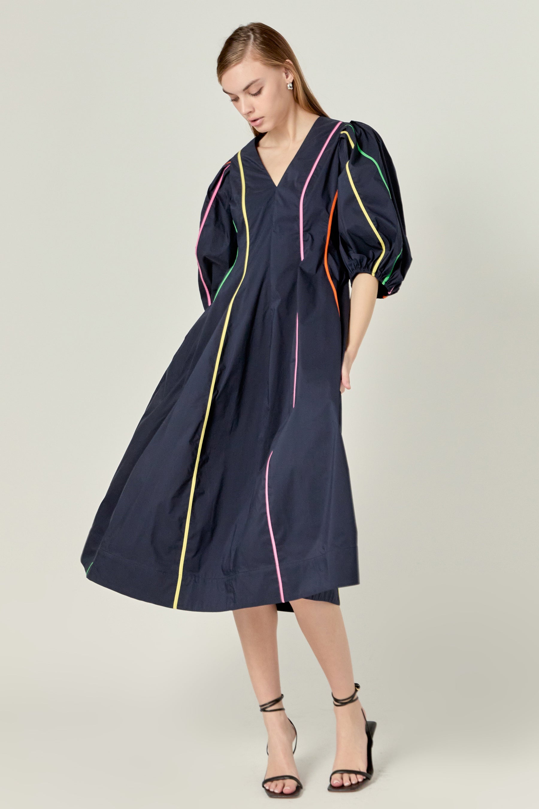 ENGLISH FACTORY - Contrast Binding Midi Dress - DRESSES available at Objectrare
