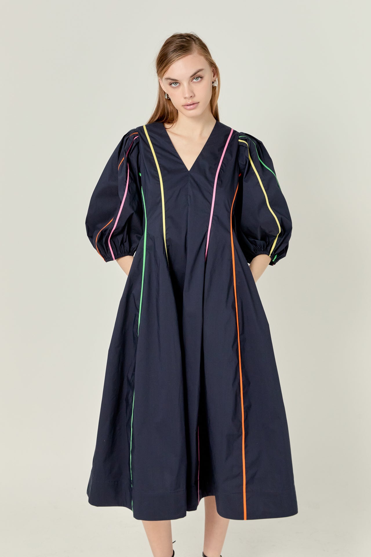 ENGLISH FACTORY - Contrast Binding Midi Dress - DRESSES available at Objectrare