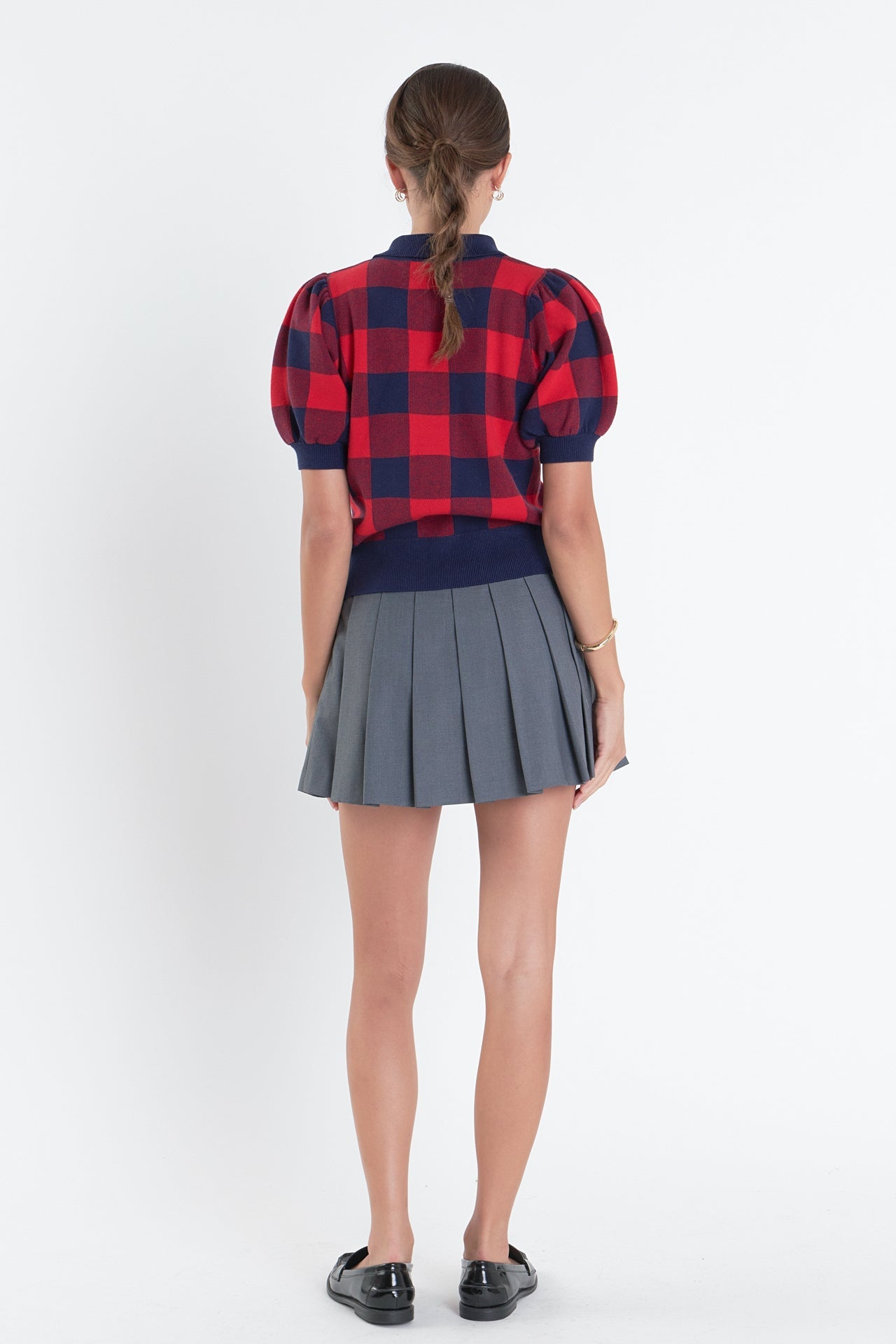 ENGLISH FACTORY - Gingham Collar Knit Top - TOPS available at Objectrare