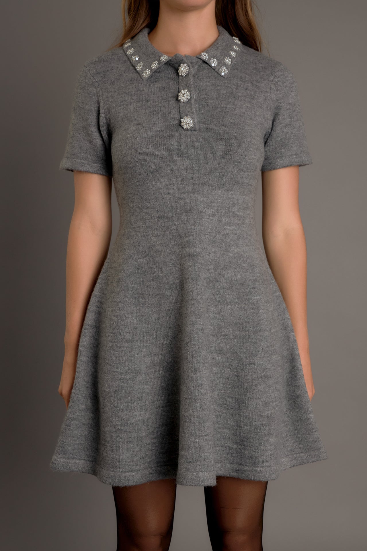 ENDLESS ROSE - Flare Knit Mini Dress - DRESSES available at Objectrare
