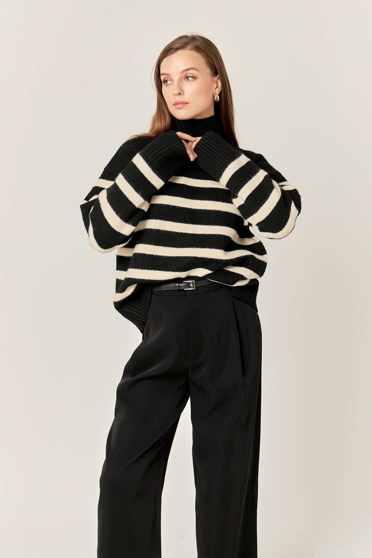 ENGLISH FACTORY - Stripe Turtle Neck Knit - SWEATERS available at Objectrare