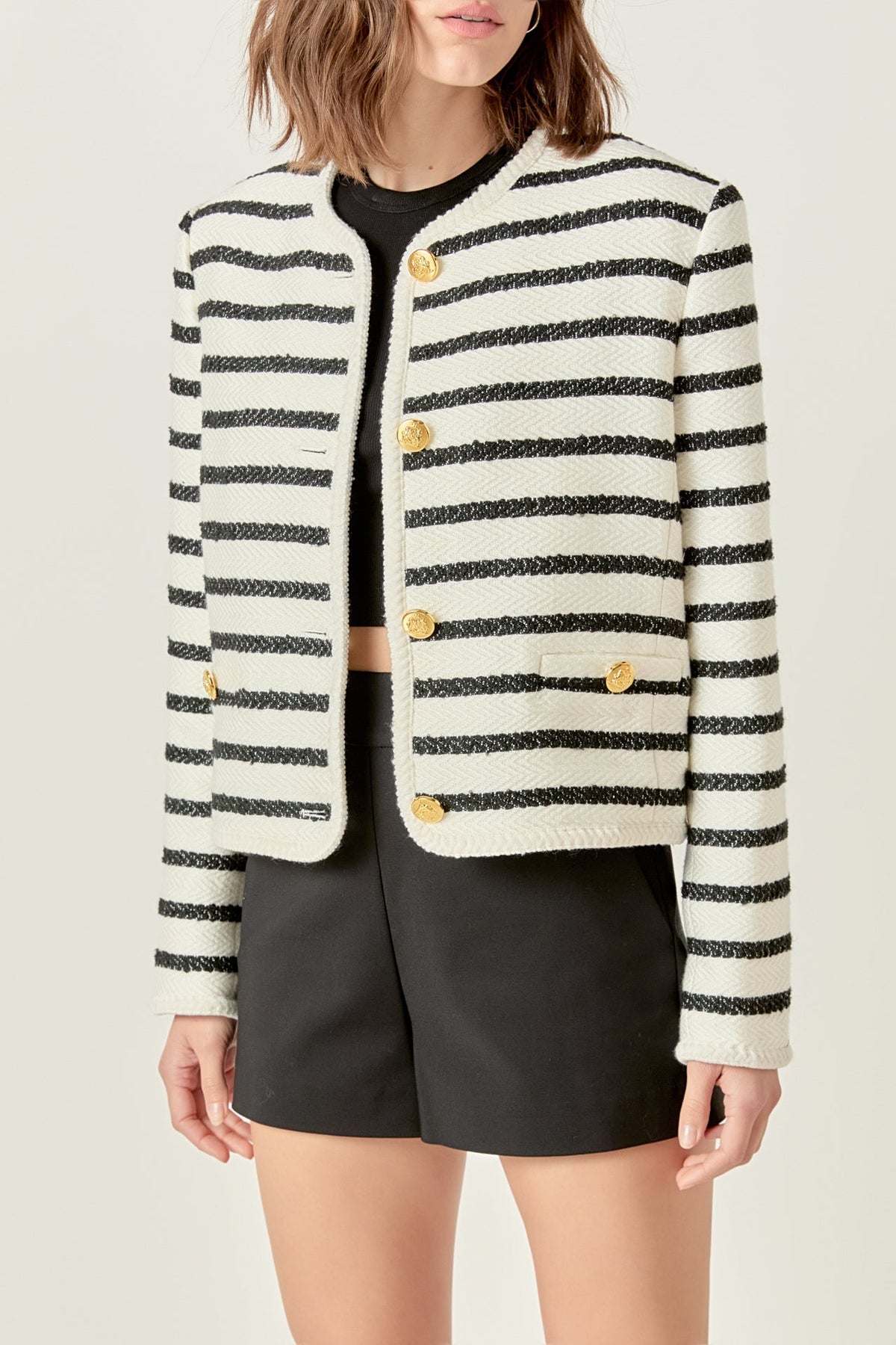 ENGLISH FACTORY - Stripe Tweed Jacket - JACKETS available at Objectrare