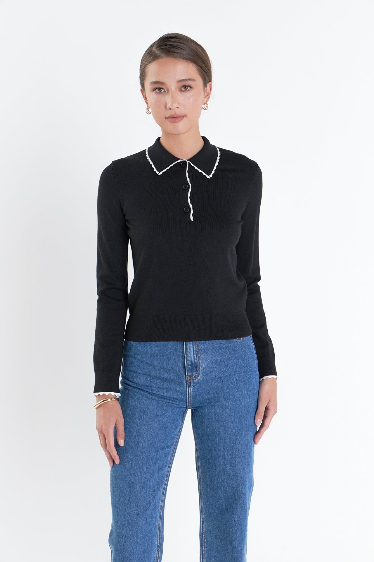 ENGLISH FACTORY - Scallop Poly Knit - SWEATERS & KNITS available at Objectrare