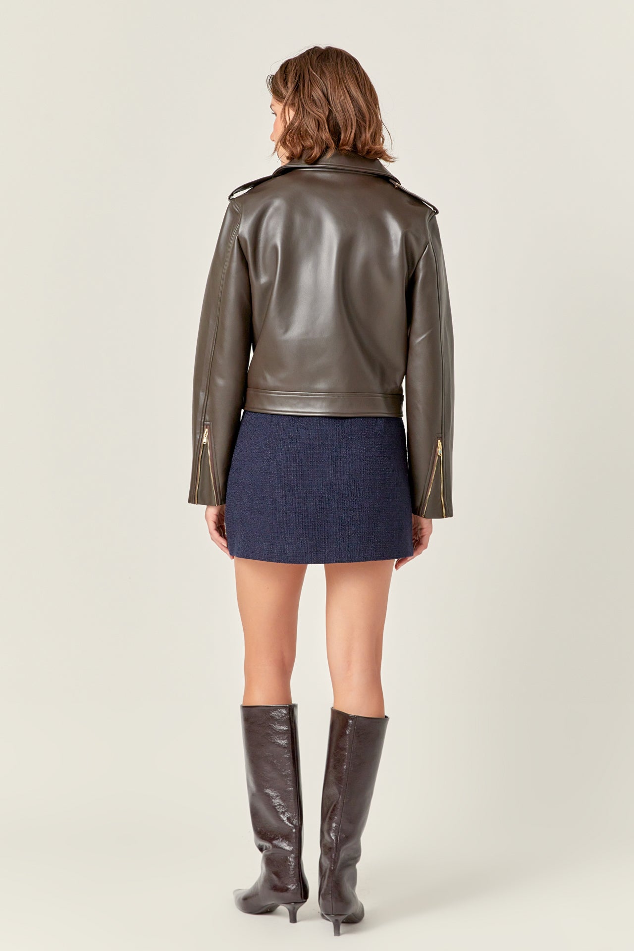 ENGLISH FACTORY - Faux Leather Biker Jacket - JACKETS available at Objectrare