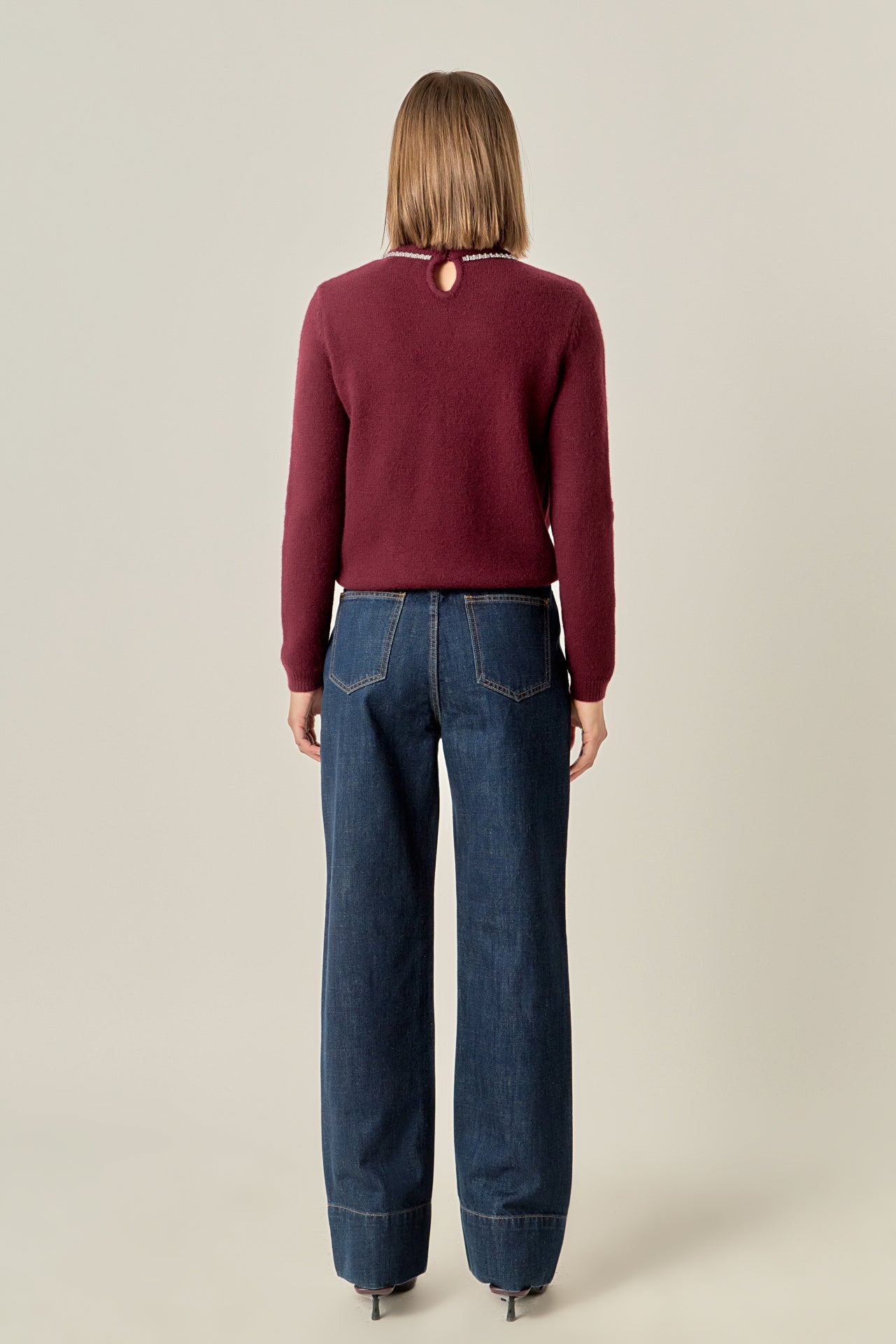 ENGLISH FACTORY - Rhinestone Bow Knit - TOPS available at Objectrare