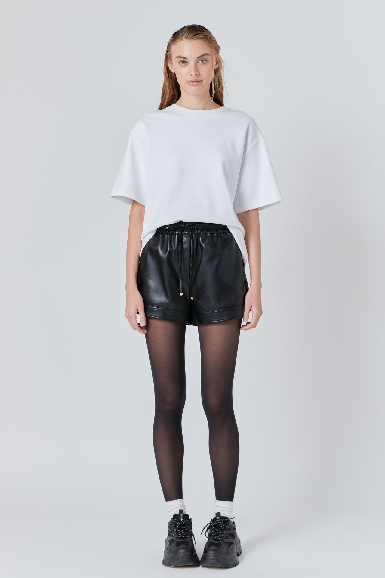GREY LAB - Faux Leather Shorts - SHORTS available at Objectrare