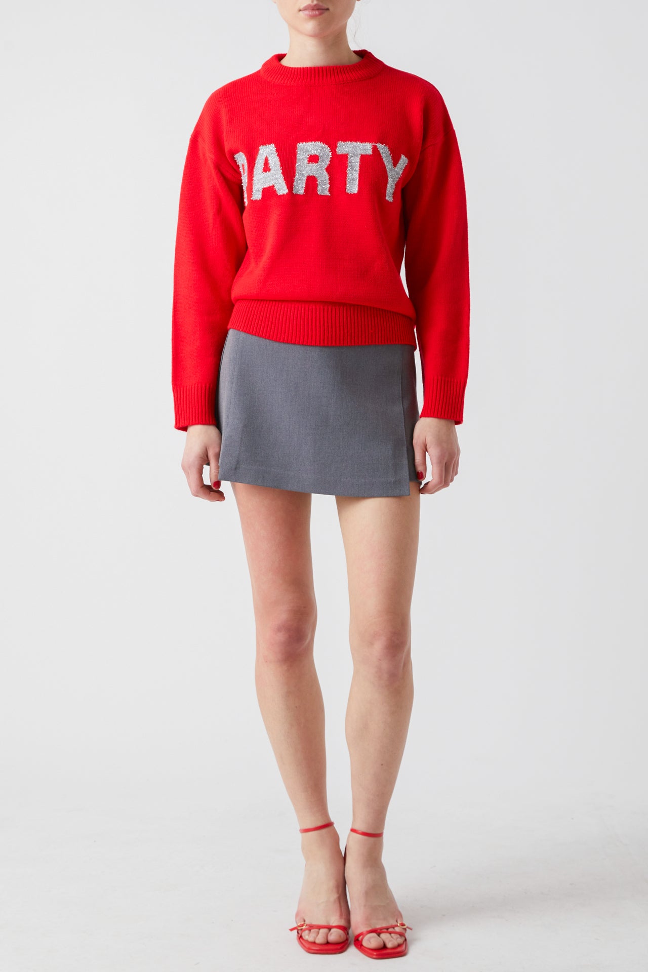 ENGLISH FACTORY - Glitter Lettering Sweater Plus Size - SWEATERS & KNITS available at Objectrare