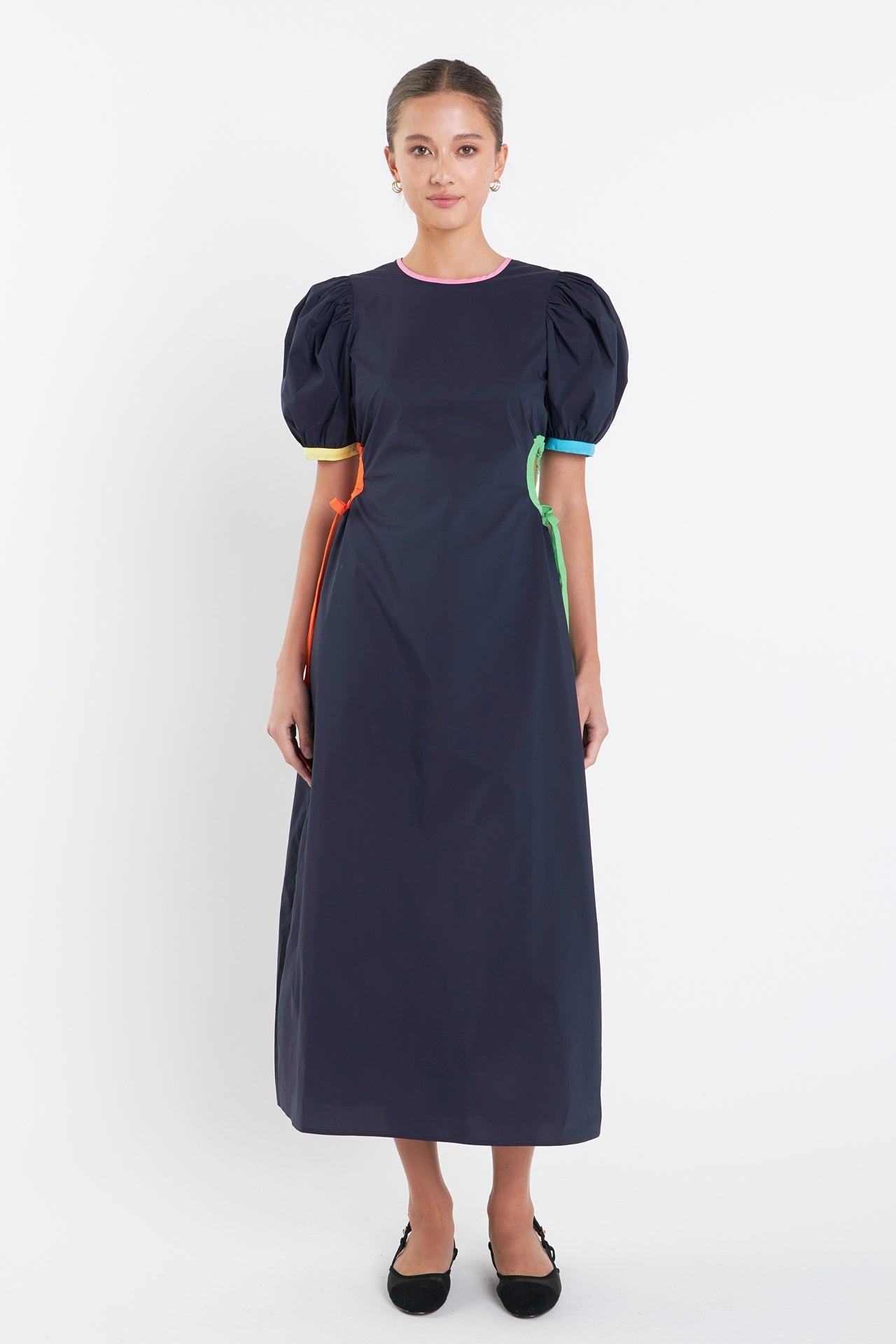 ENGLISH FACTORY - Navy Color Block Midi Dress - DRESSES available at Objectrare