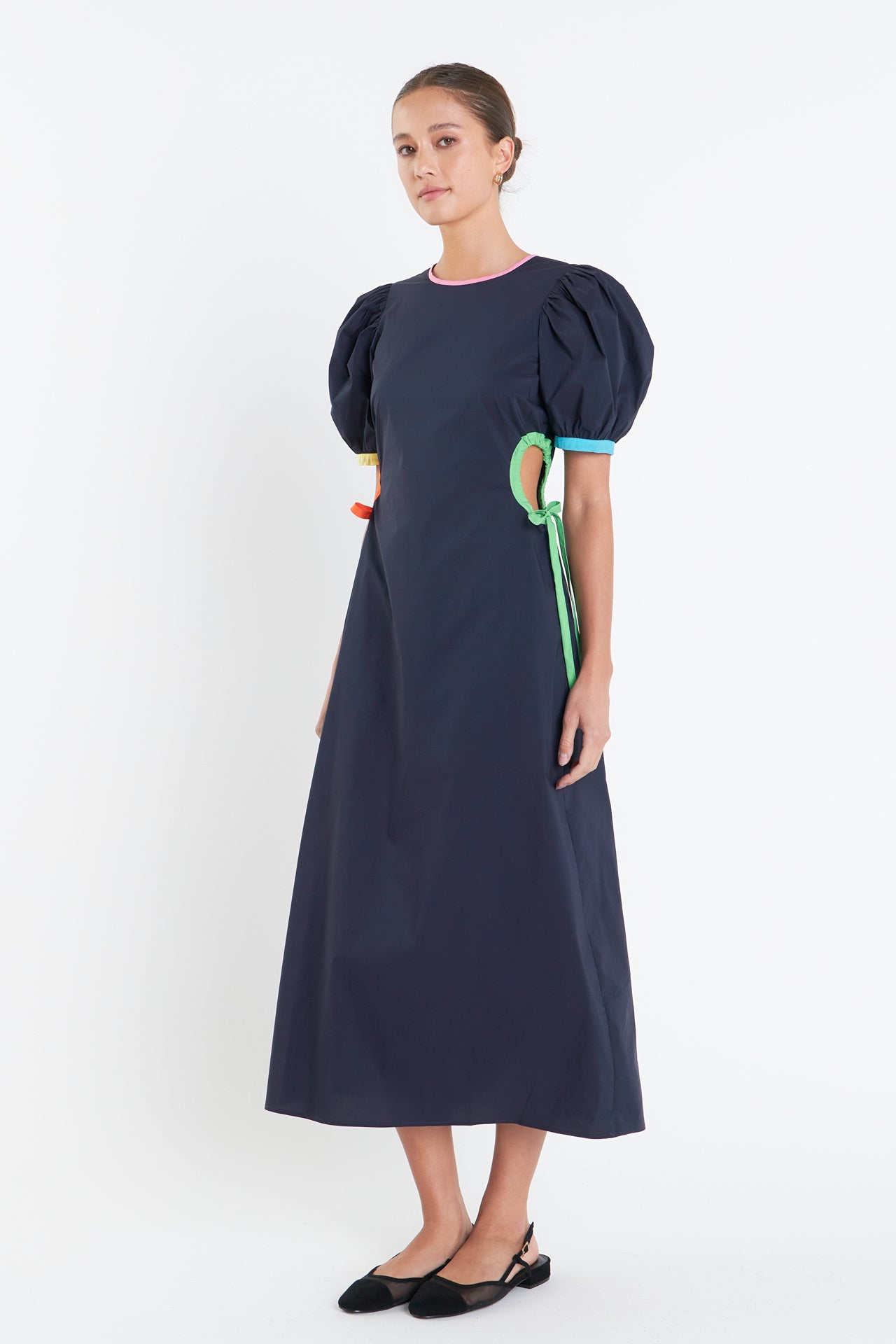 ENGLISH FACTORY - Navy Color Block Midi Dress - DRESSES available at Objectrare