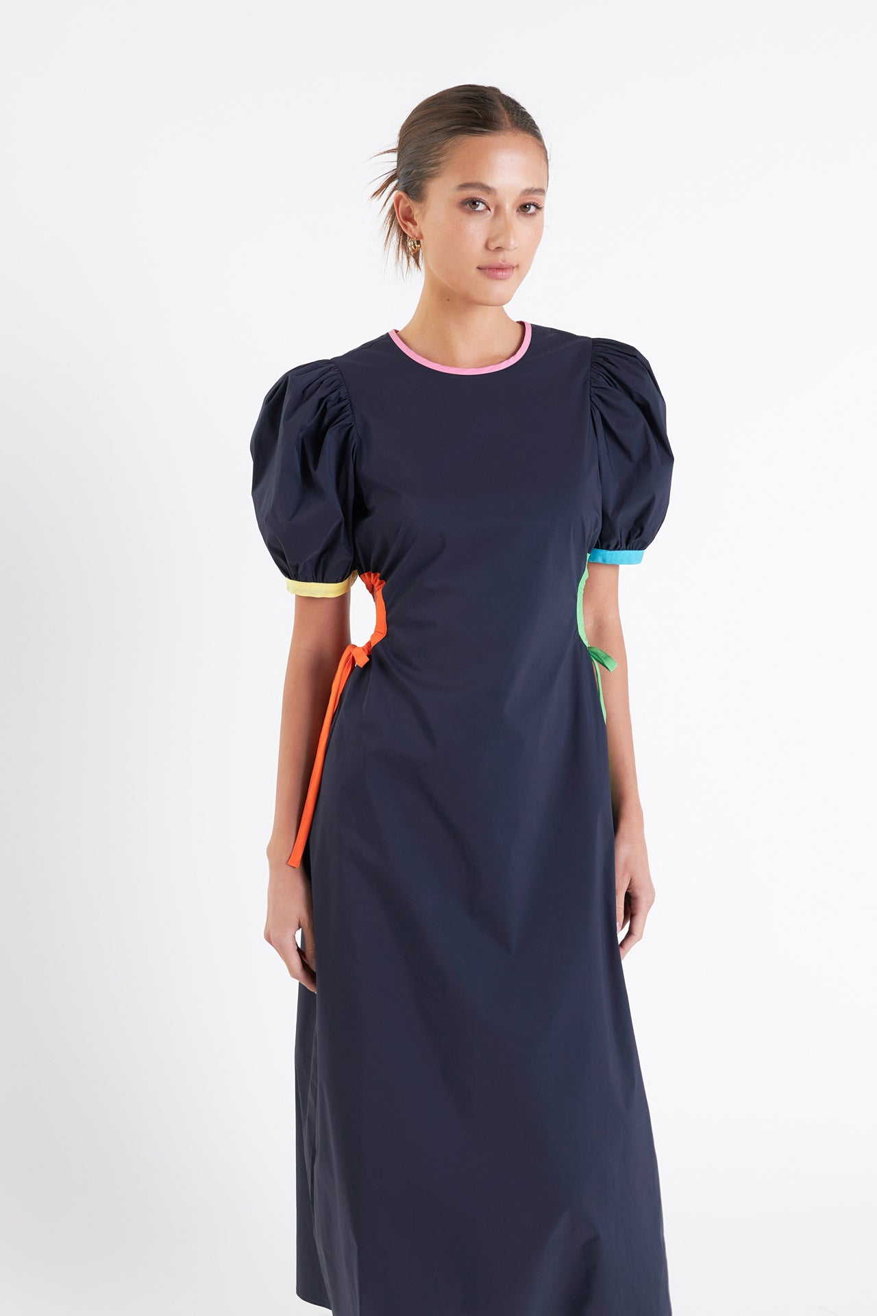 ENGLISH FACTORY - Navy Color Block Midi Dress - DRESSES available at Objectrare