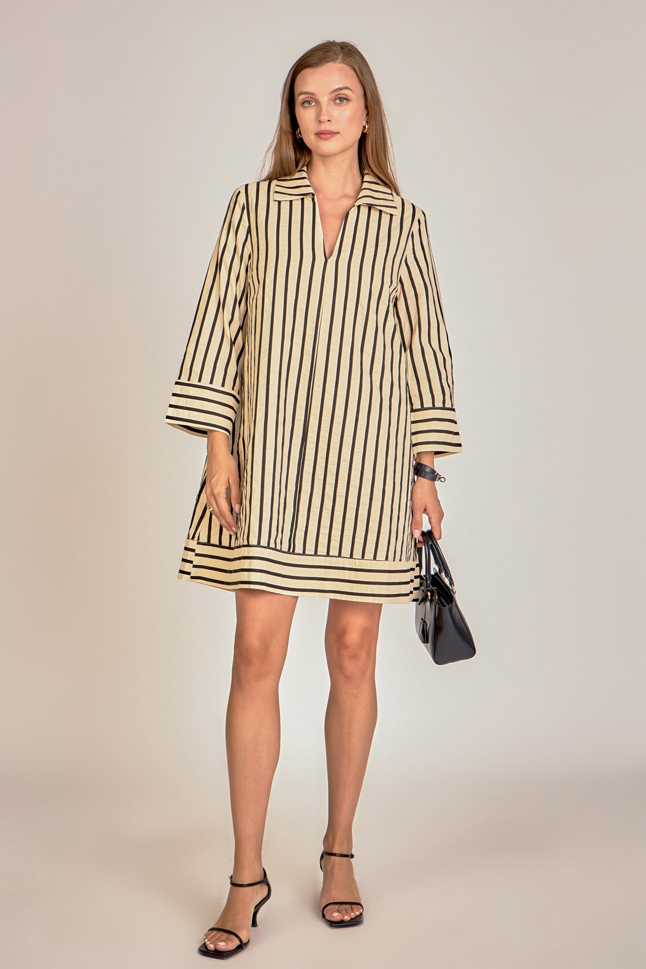 ENGLISH FACTORY - Stripe Collared Mini Dress - DRESSES available at Objectrare