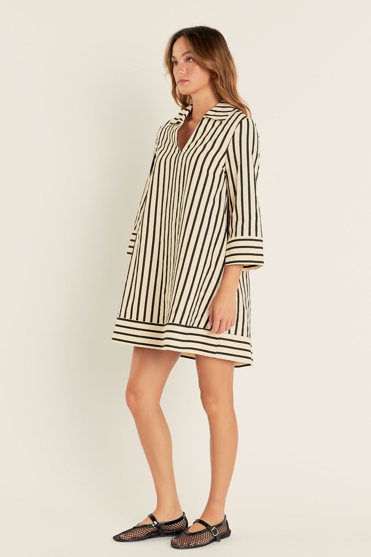 ENGLISH FACTORY - Stripe Collared Mini Dress - DRESSES available at Objectrare