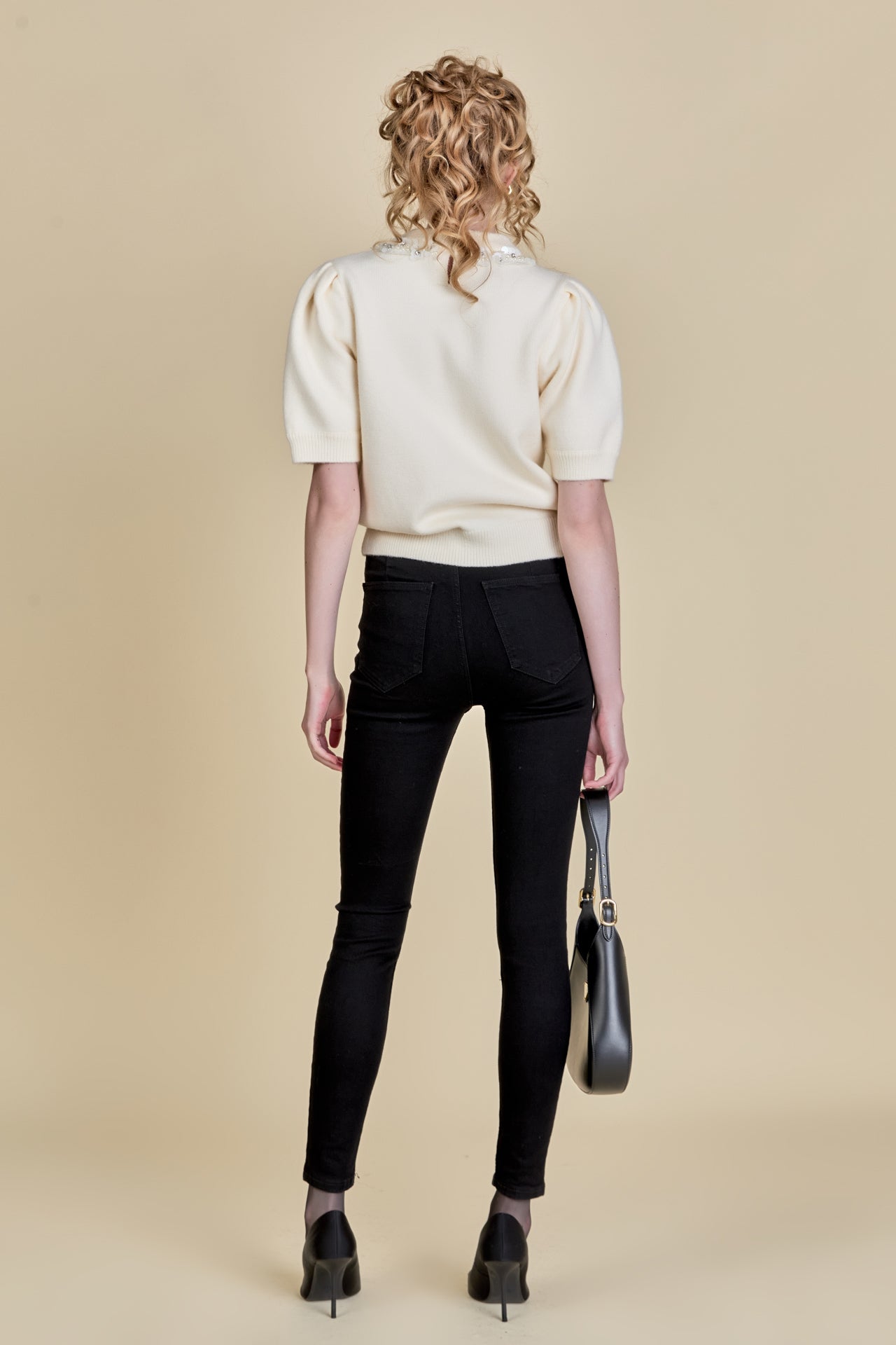 ENGLISH FACTORY - Embellishment Puff Sleeve Knit - TOPS available at Objectrare