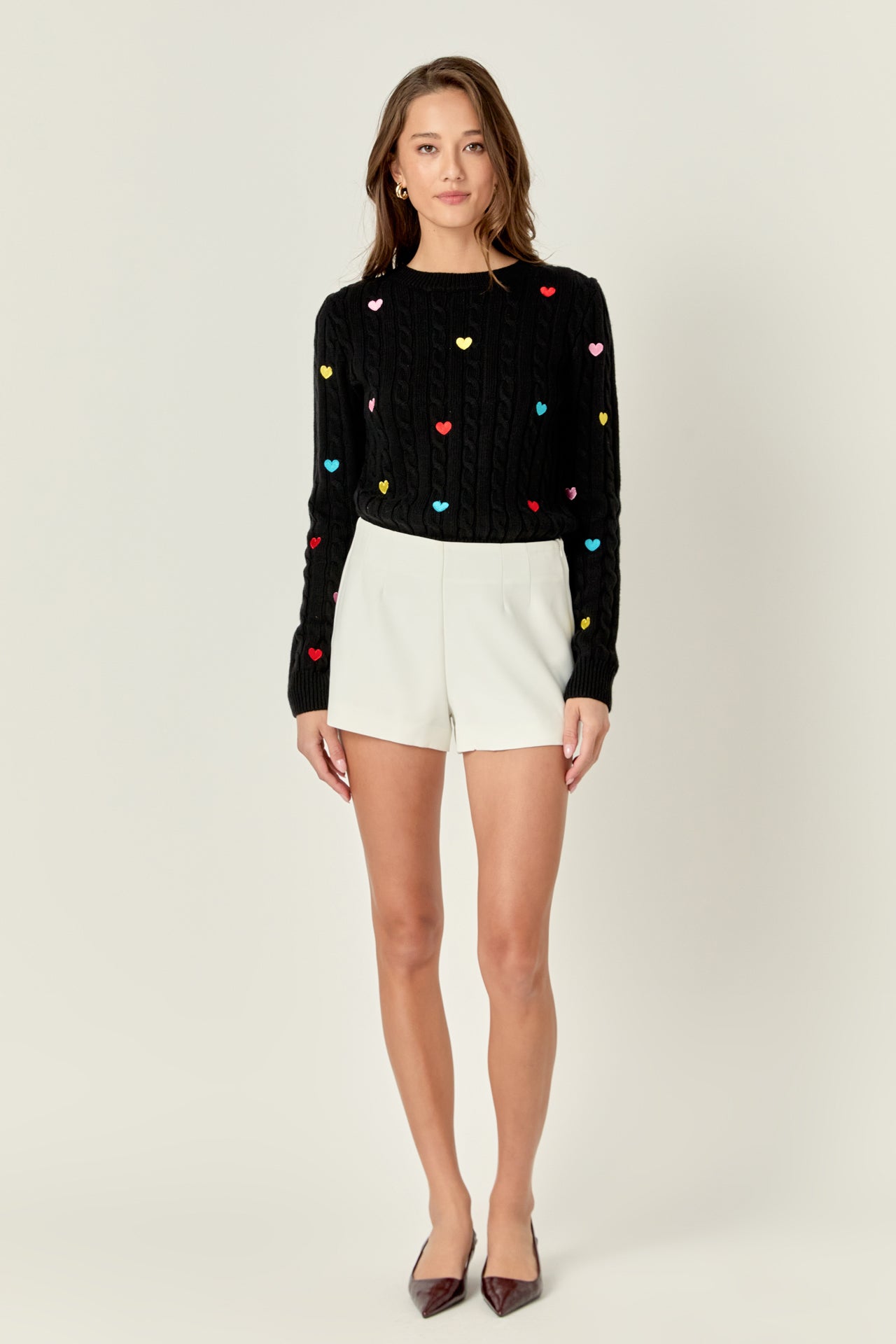 ENGLISH FACTORY - Heart Embroidery Knit Sweater - SWEATERS & KNITS available at Objectrare