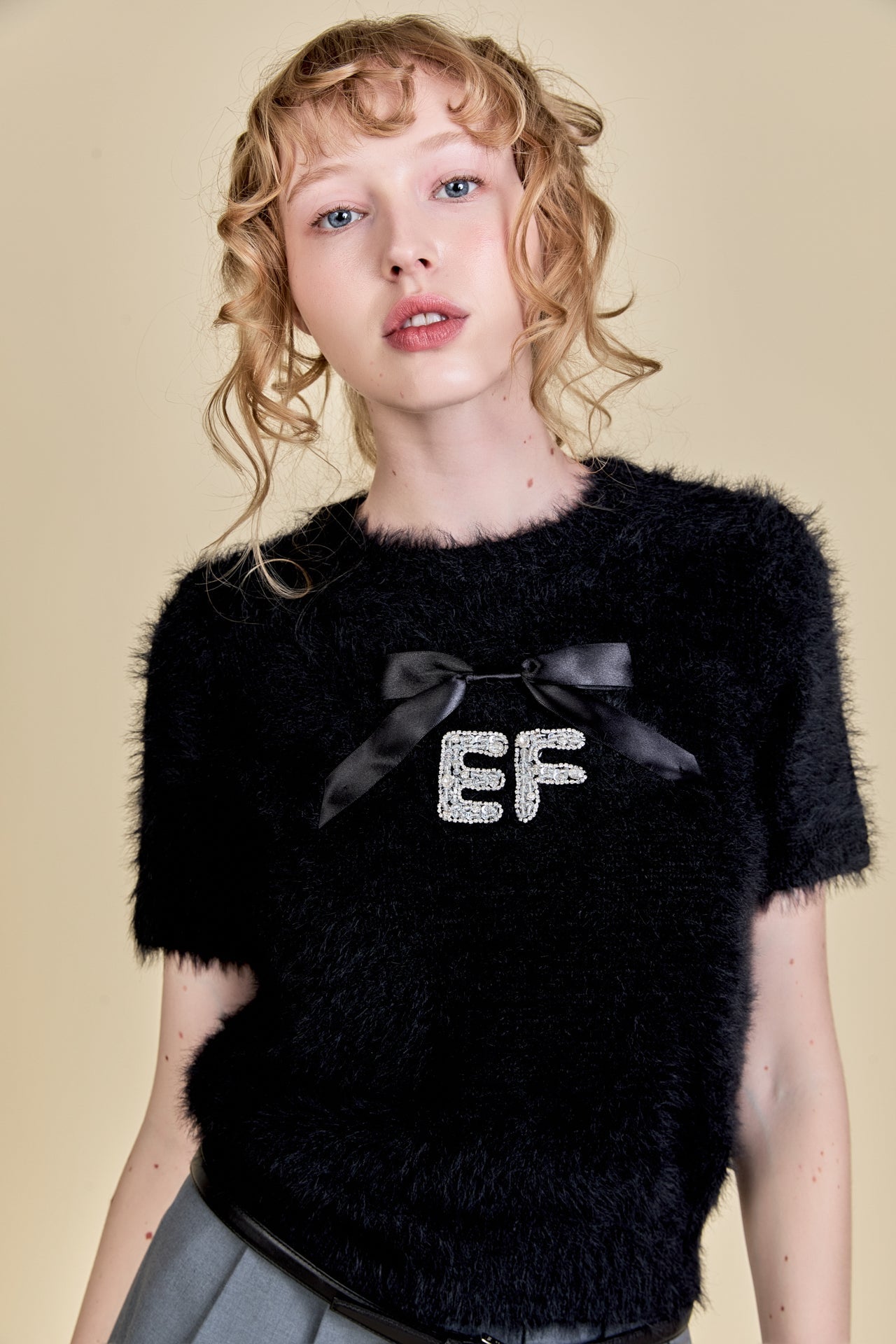ENGLISH FACTORY - Rhinestone EF Logo Knit - TOPS available at Objectrare