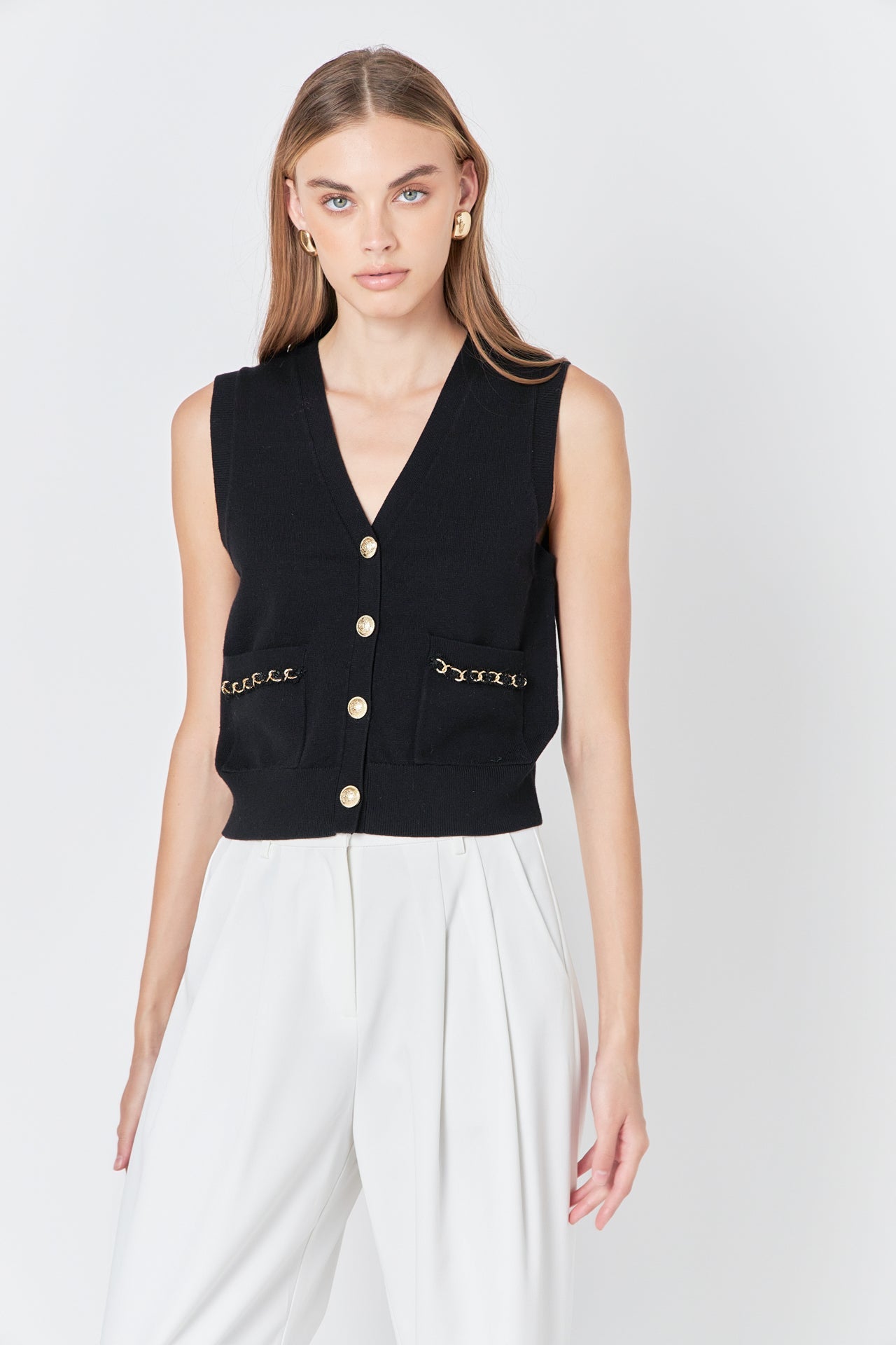 ENDLESS ROSE - Chain Detail Vest - TOPS available at Objectrare
