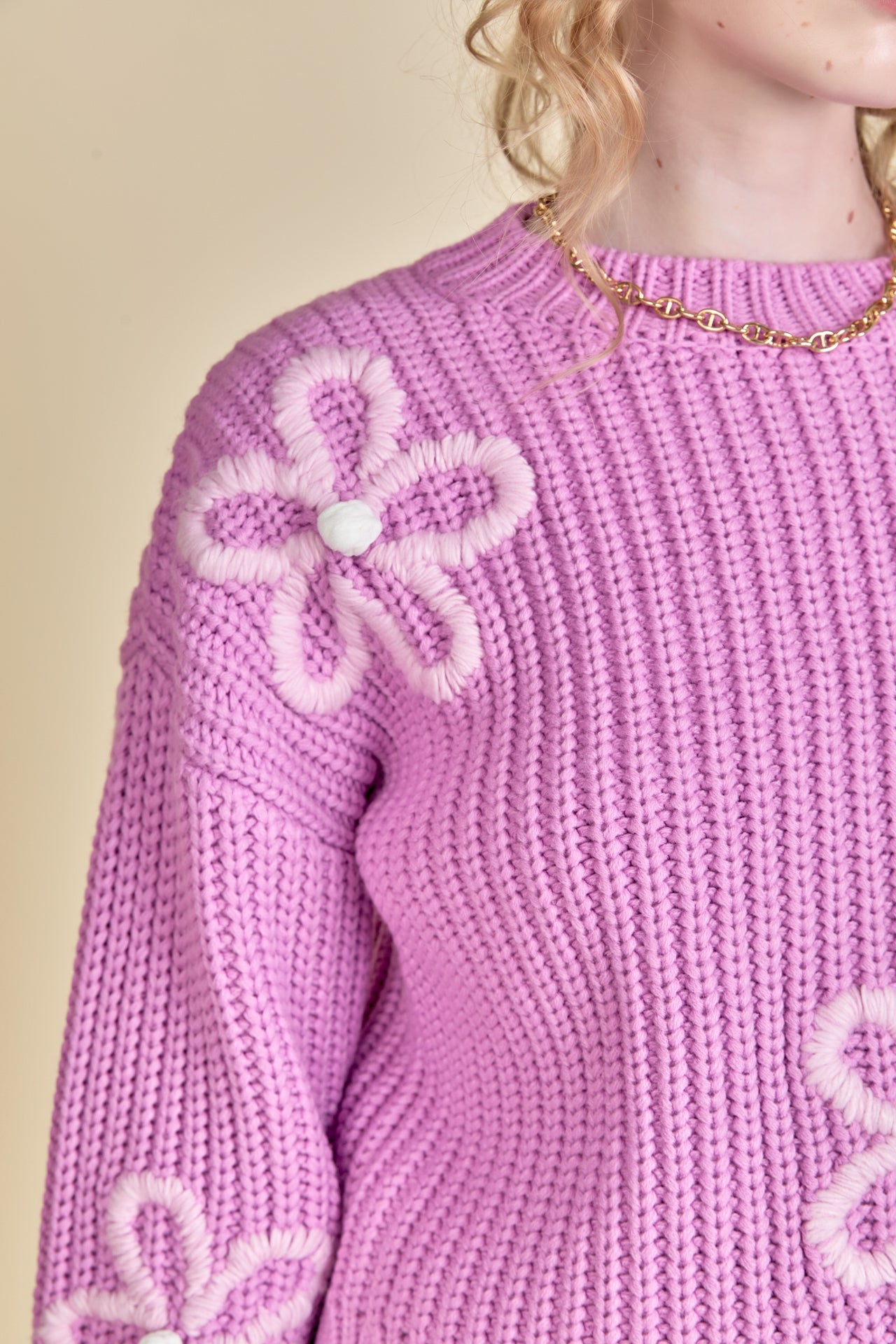 ENGLISH FACTORY - Flower Embroidery Knit Top - SWEATERS & KNITS available at Objectrare