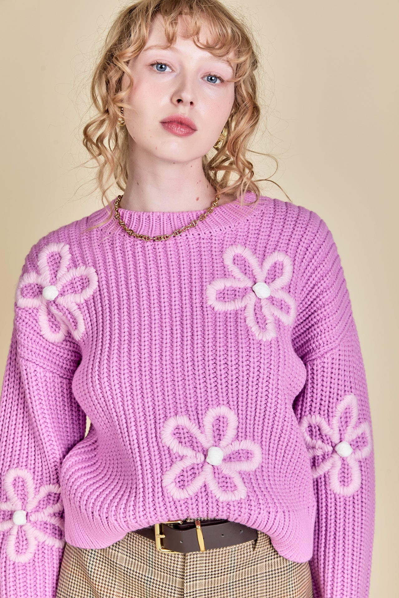 ENGLISH FACTORY - Flower Embroidery Knit Top - SWEATERS & KNITS available at Objectrare
