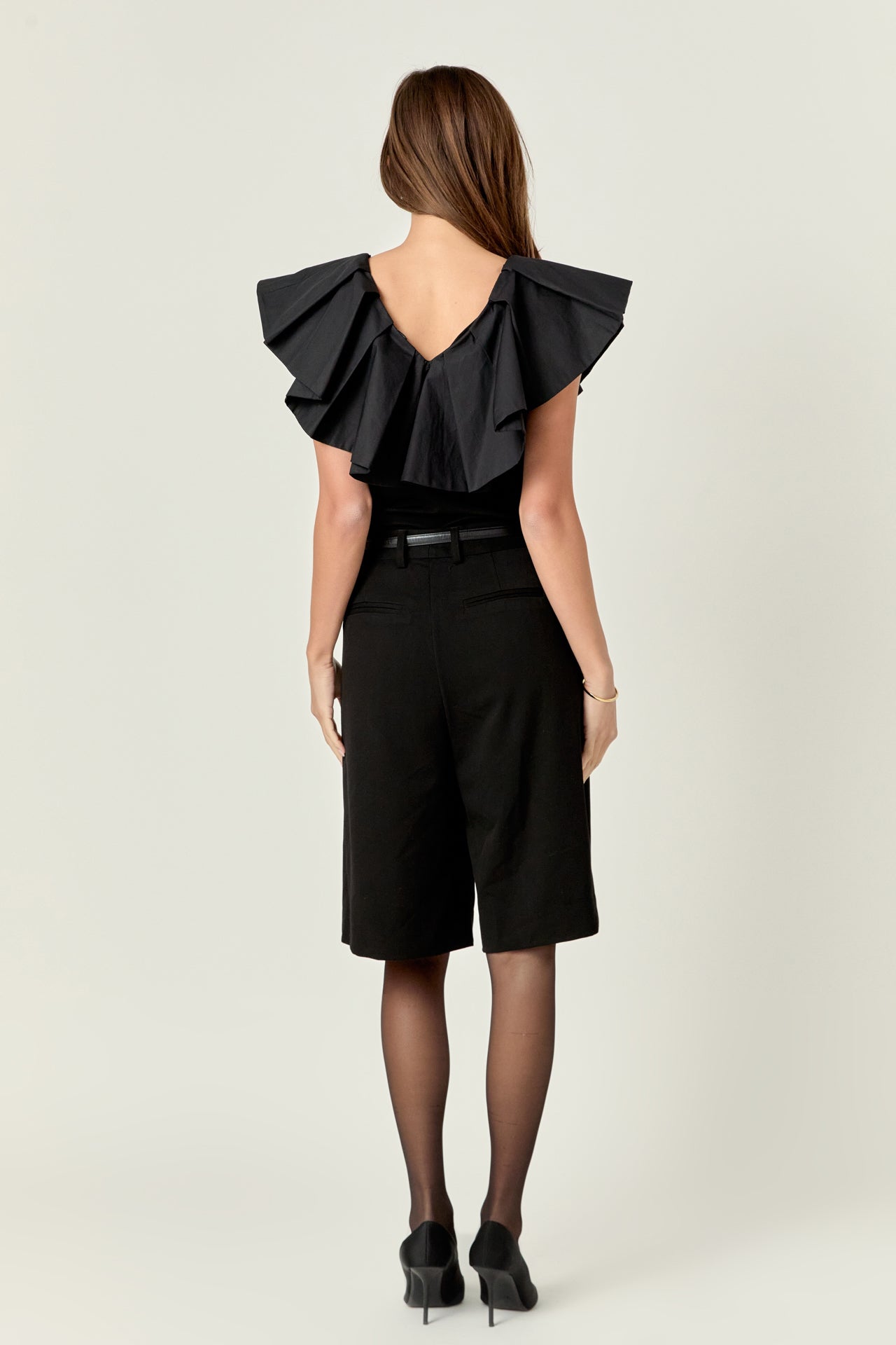 ENGLISH FACTORY - Mix Media Ruffled Sleeveless Top - TOPS available at Objectrare