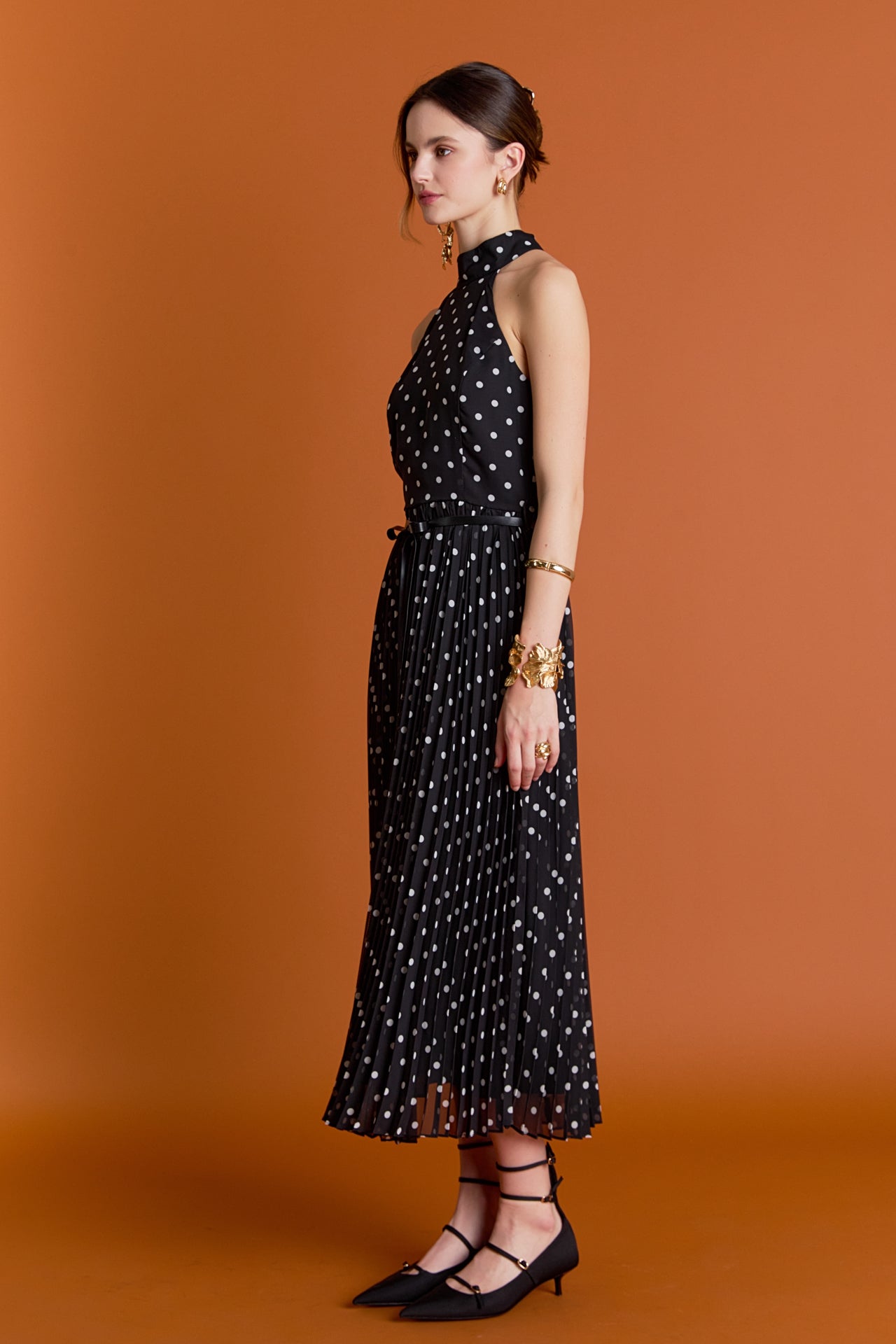 ENGLISH FACTORY - Zoe Polka Dot Pleated Midi Dress - DRESSES available at Objectrare