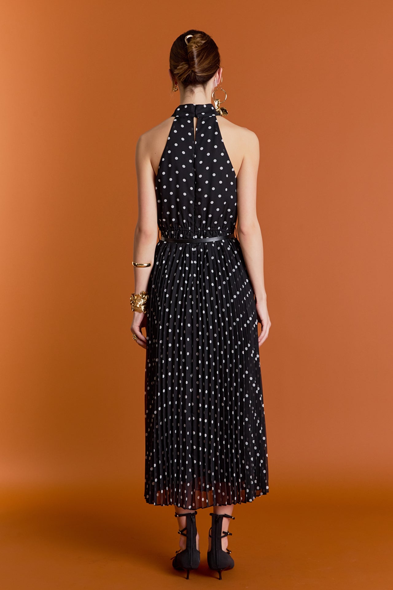 ENGLISH FACTORY - Zoe Polka Dot Pleated Midi Dress - DRESSES available at Objectrare