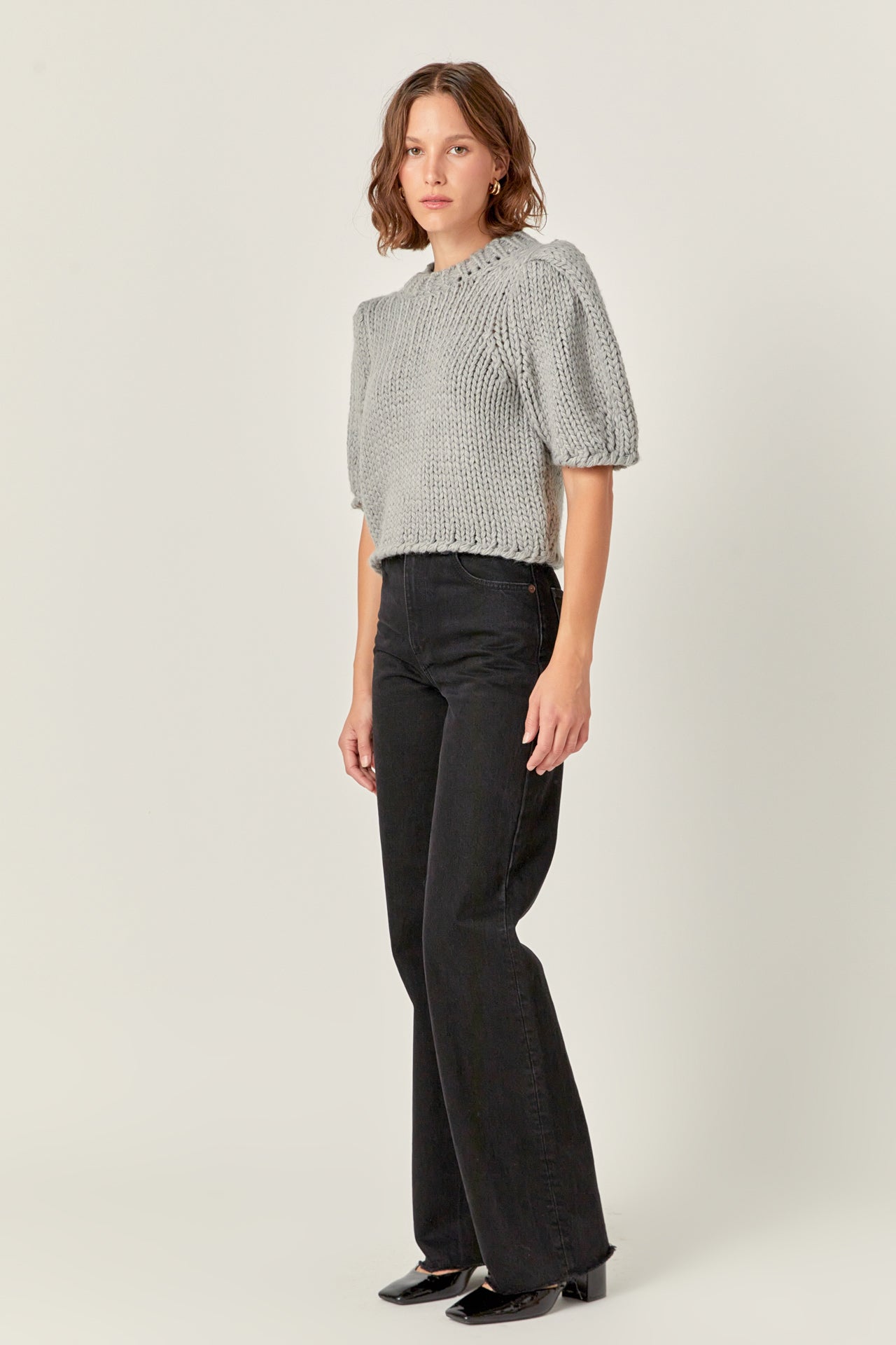 ENGLISH FACTORY - Heavy Yarn Puff Sleeves Knit - TOPS available at Objectrare