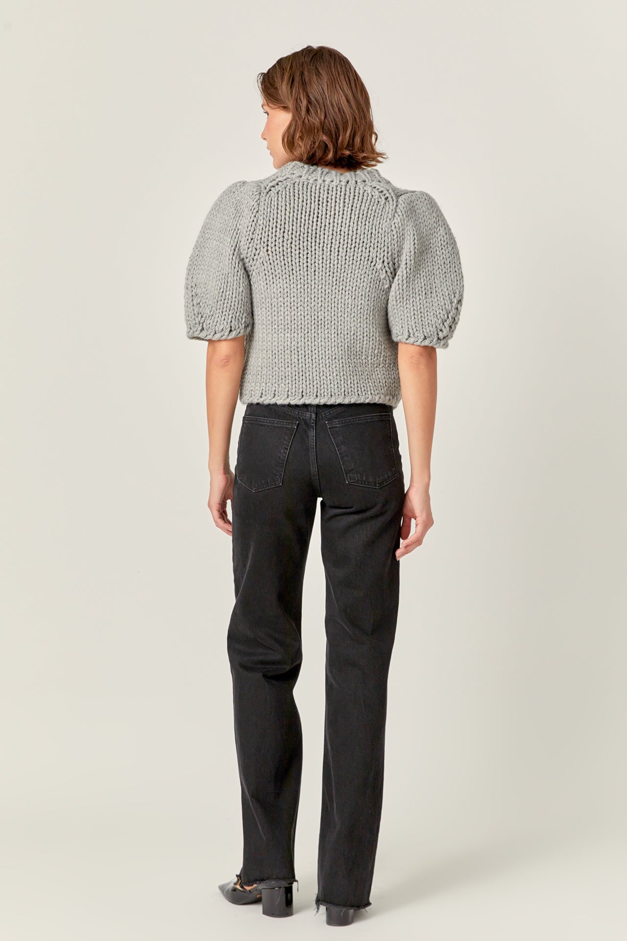 ENGLISH FACTORY - Heavy Yarn Puff Sleeves Knit - TOPS available at Objectrare