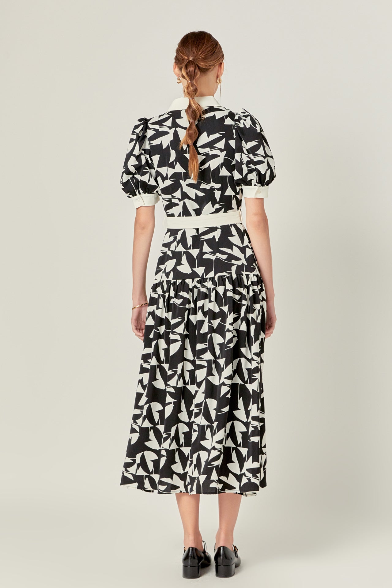 ENGLISH FACTORY - White and Black Printed Midi Dress - DRESSES available at Objectrare