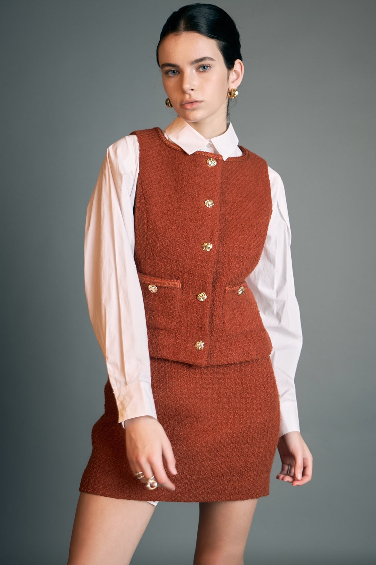 ENGLISH FACTORY - Tweed Vest - TOPS available at Objectrare