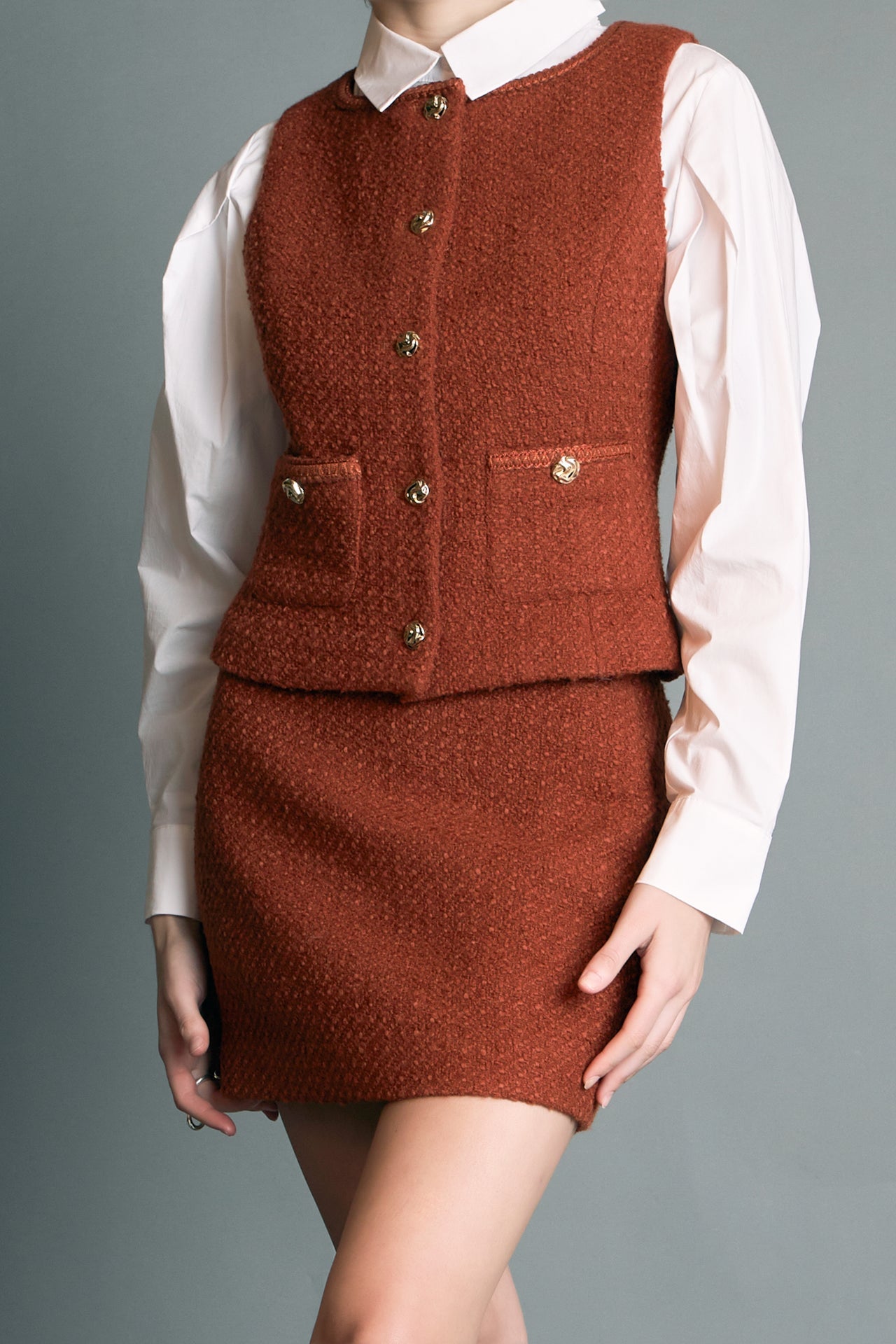 ENGLISH FACTORY - Tweed Vest - TOPS available at Objectrare