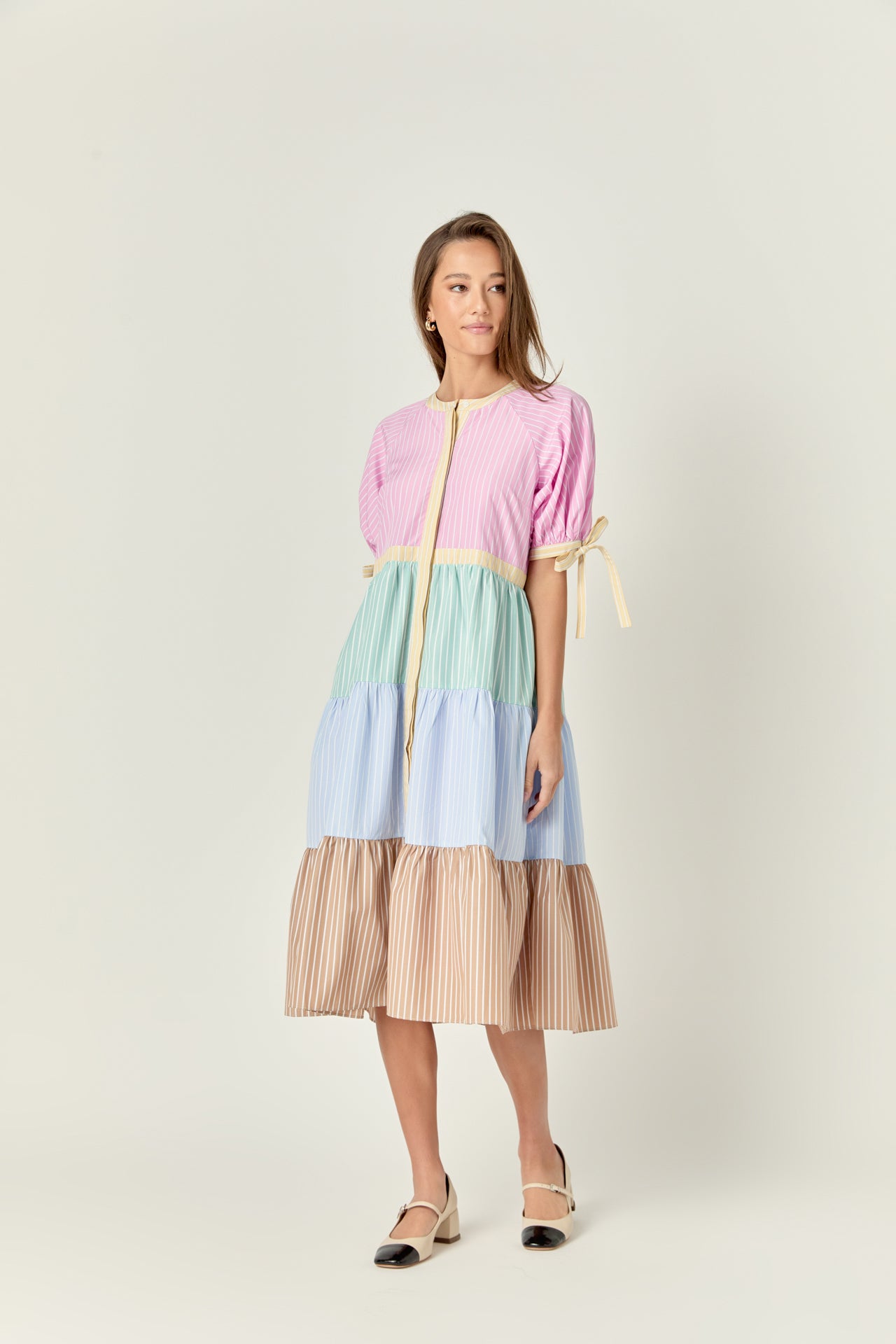 ENGLISH FACTORY - Color Block Stripe Midi Dress - DRESSES available at Objectrare