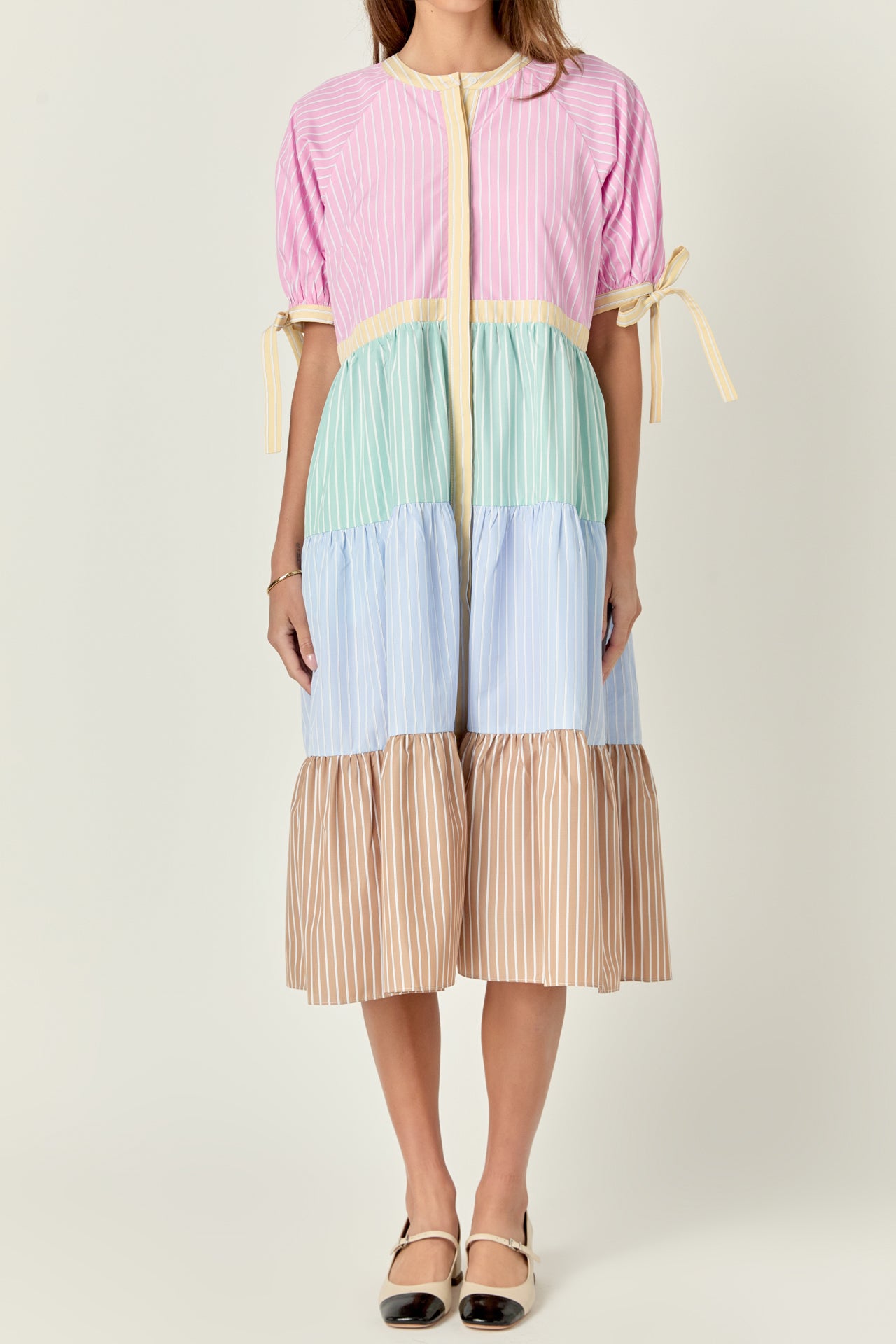 ENGLISH FACTORY - Color Block Stripe Midi Dress - DRESSES available at Objectrare