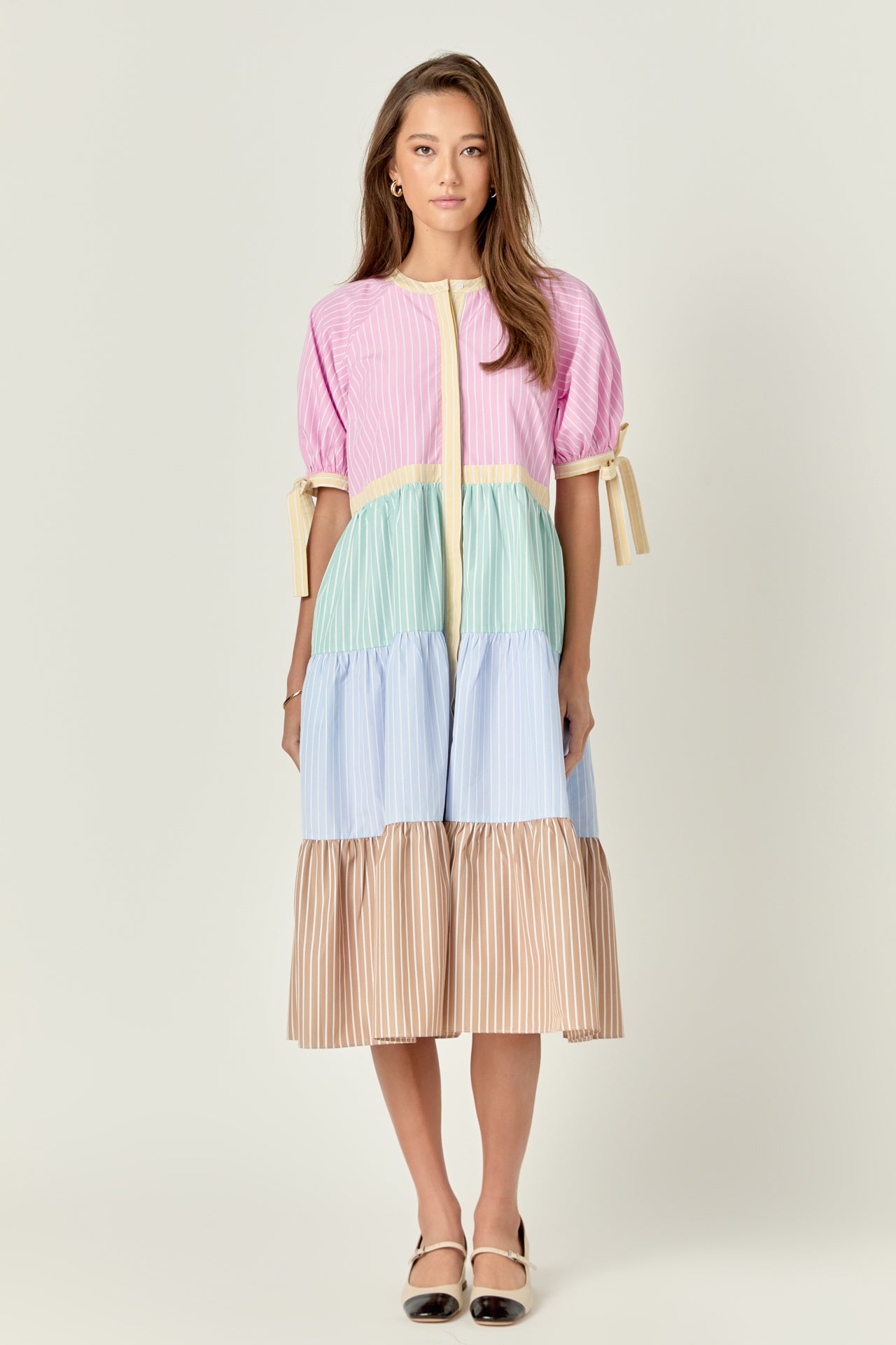 ENGLISH FACTORY - Color Block Stripe Midi Dress - DRESSES available at Objectrare