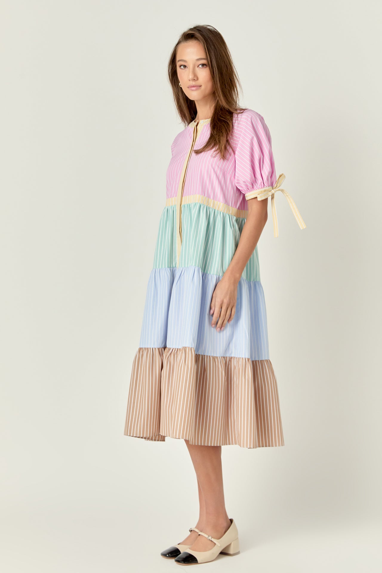 ENGLISH FACTORY - Color Block Stripe Midi Dress - DRESSES available at Objectrare