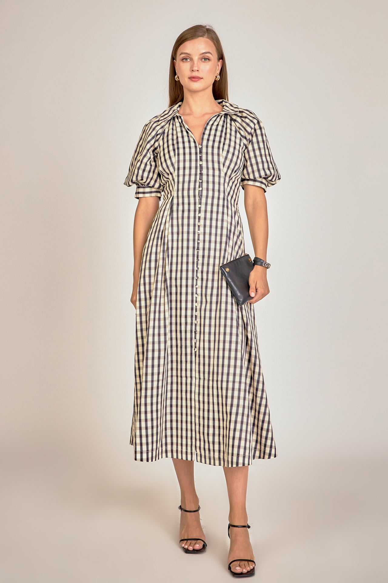 ENGLISH FACTORY - Gingham Check Midi Dress - DRESSES available at Objectrare