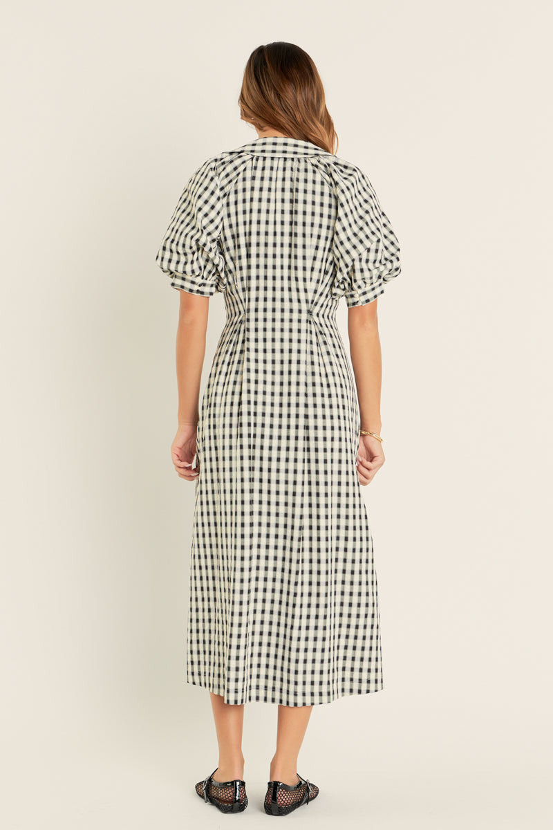 ENGLISH FACTORY - Gingham Check Midi Dress - DRESSES available at Objectrare