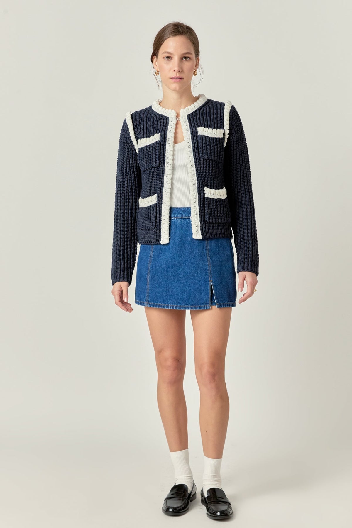 ENGLISH FACTORY - Colorblock Braided Cardigan - JACKETS available at Objectrare