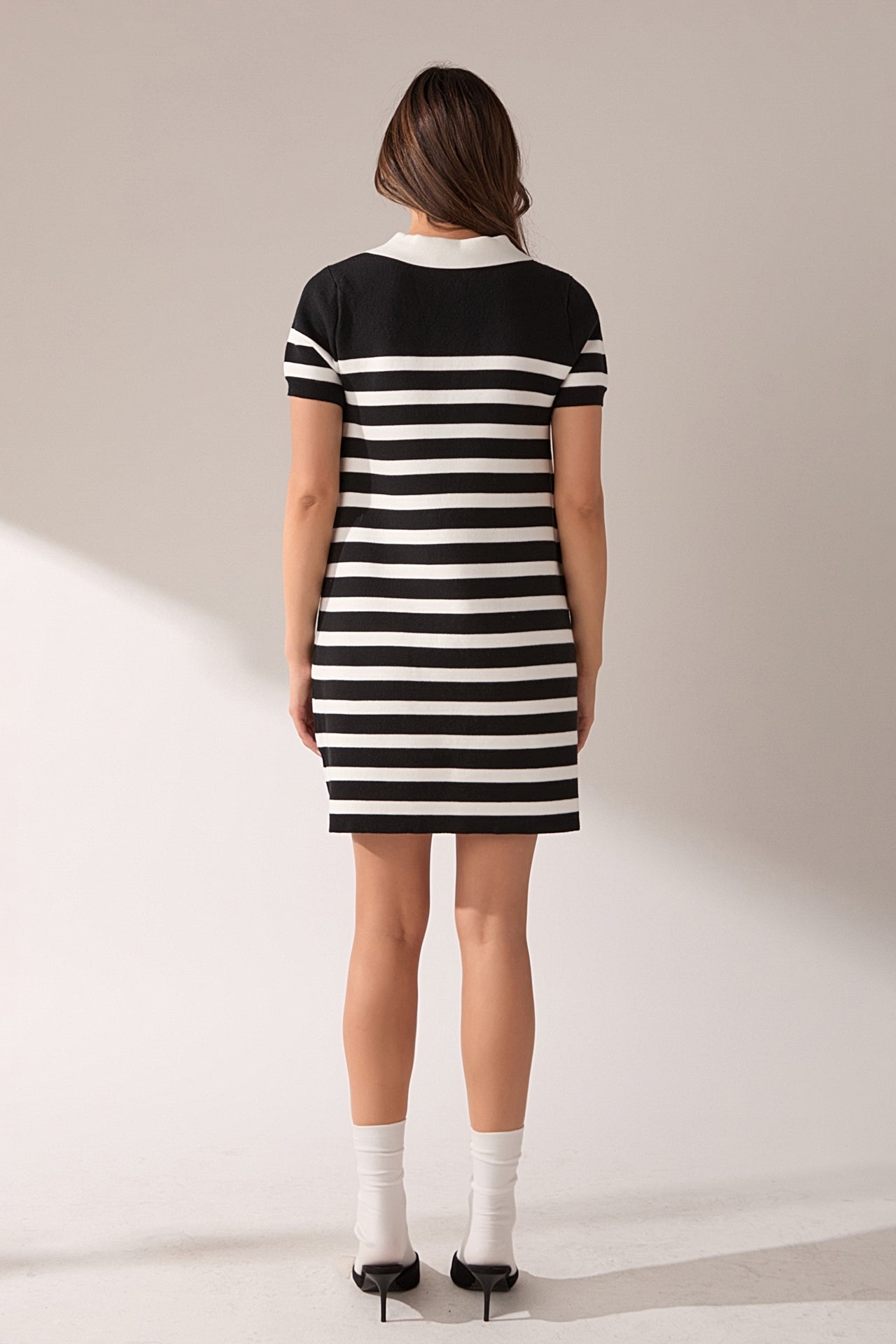 ENGLISH FACTORY - Stripe Collar Mini Dress - DRESSES available at Objectrare