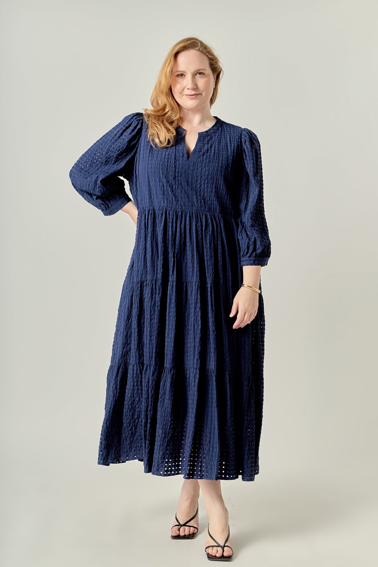 Plus Size Gingham Tiered Mini Dress