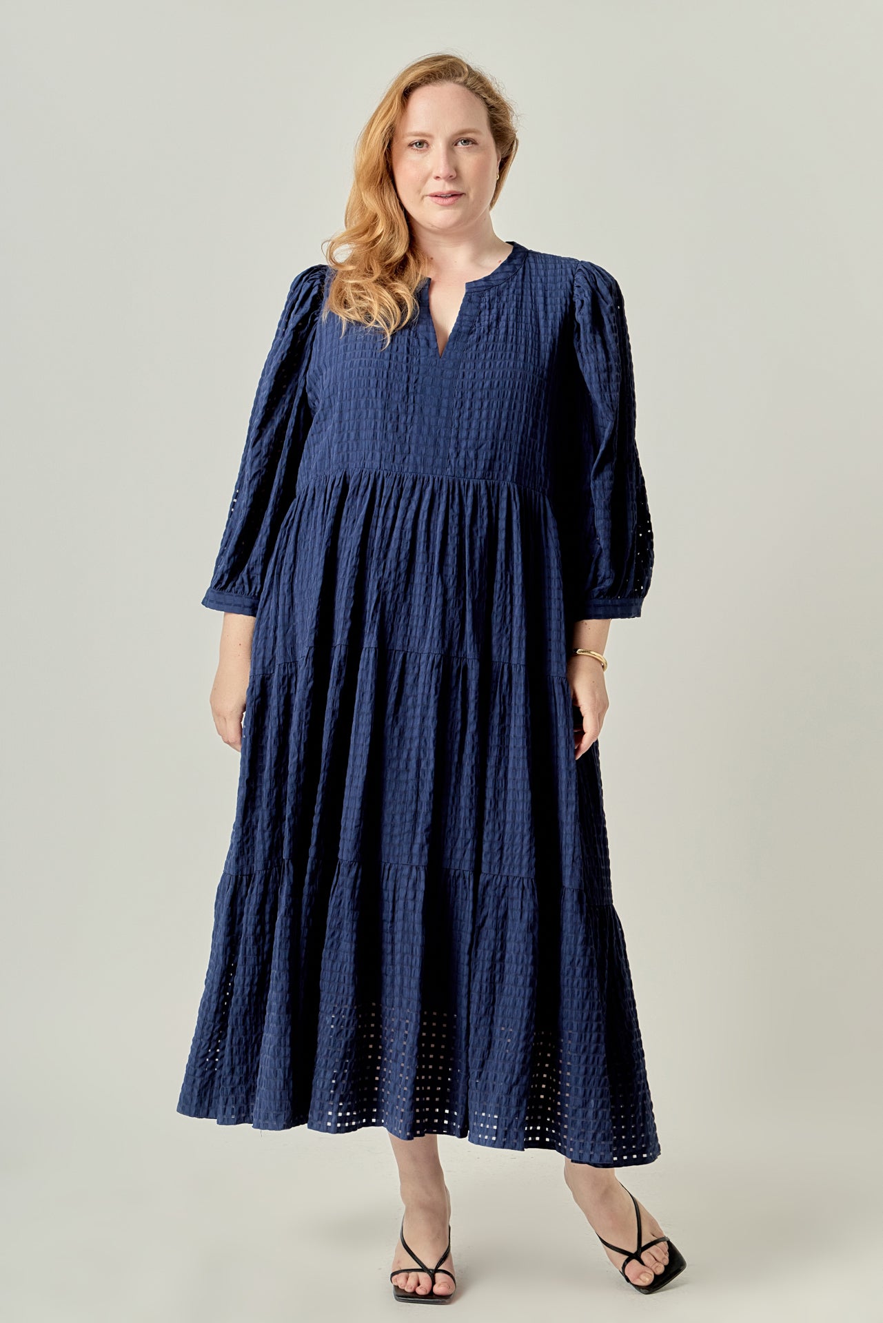 Plus Size Gingham Tiered Mini Dress