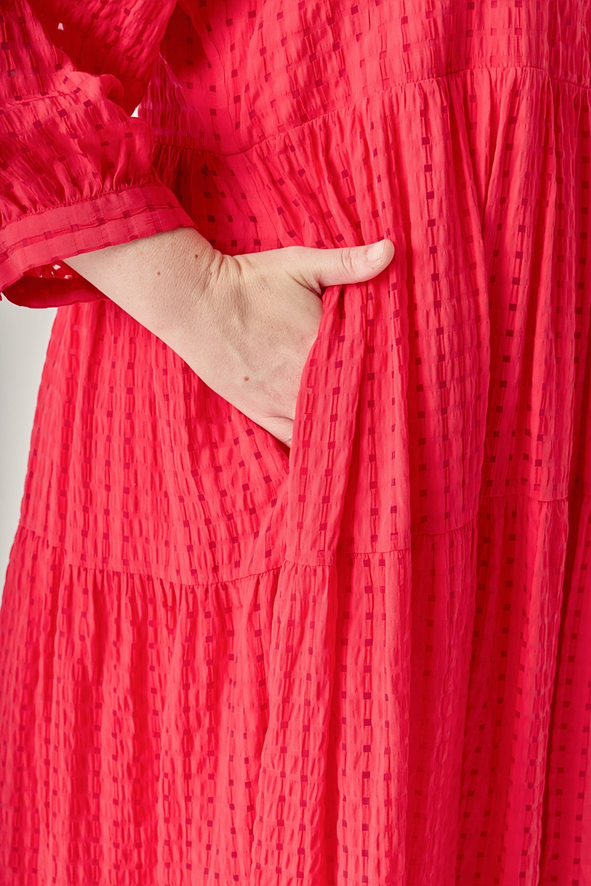ENGLISH FACTORY - Plus Size Gingham Tiered Mini Dress - DRESSES available at Objectrare