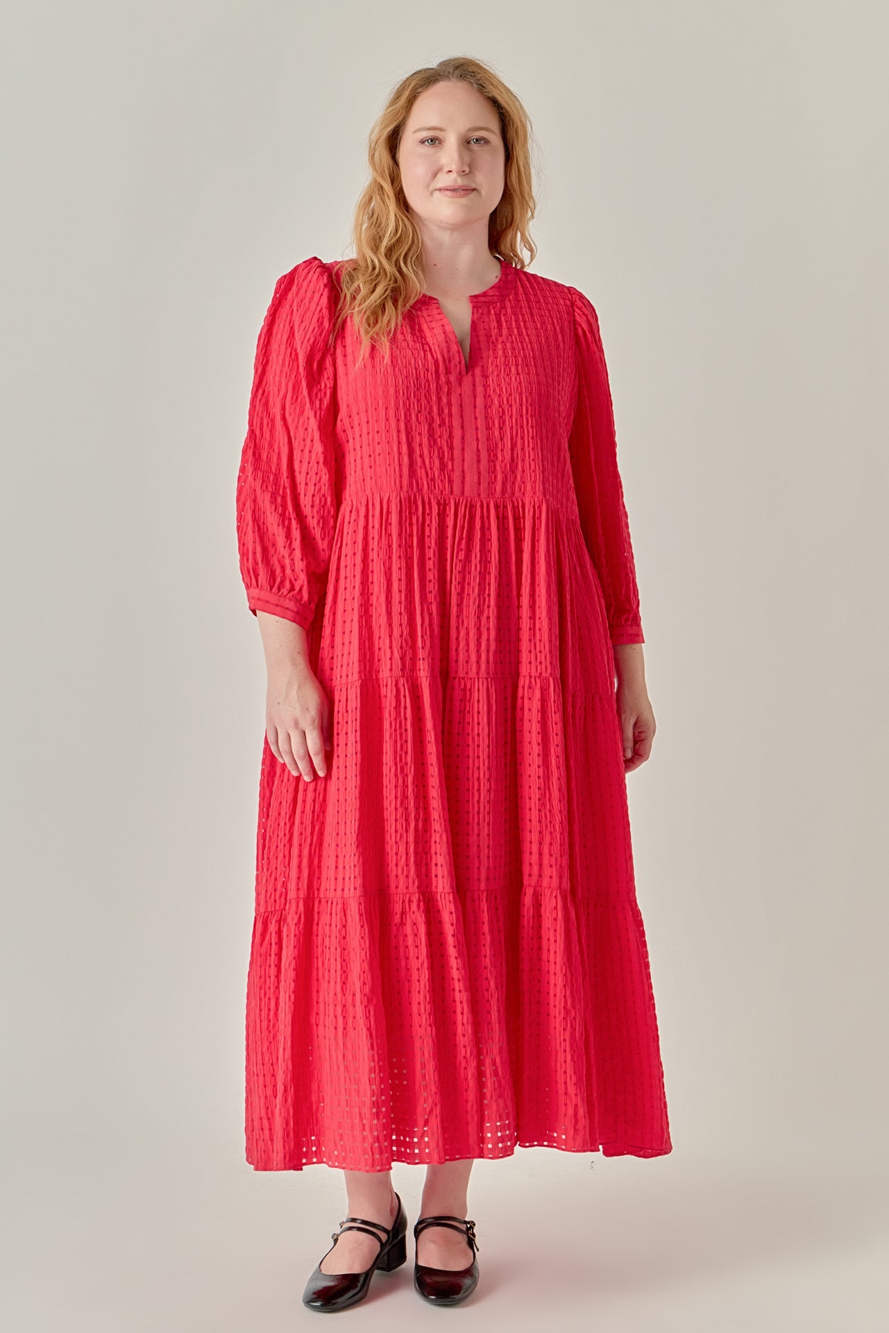 Plus Size Gingham Tiered Mini Dress