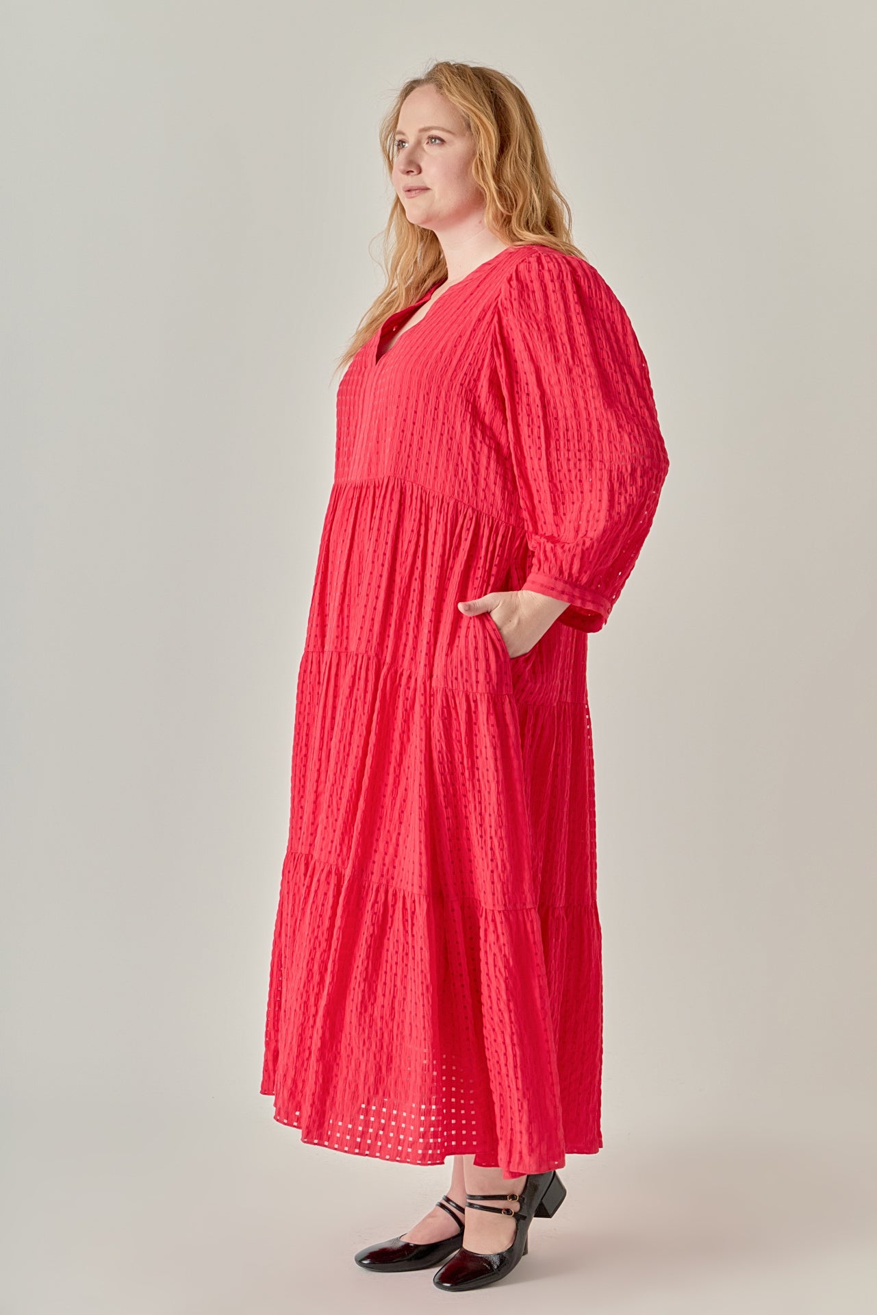 Plus Size Gingham Tiered Mini Dress