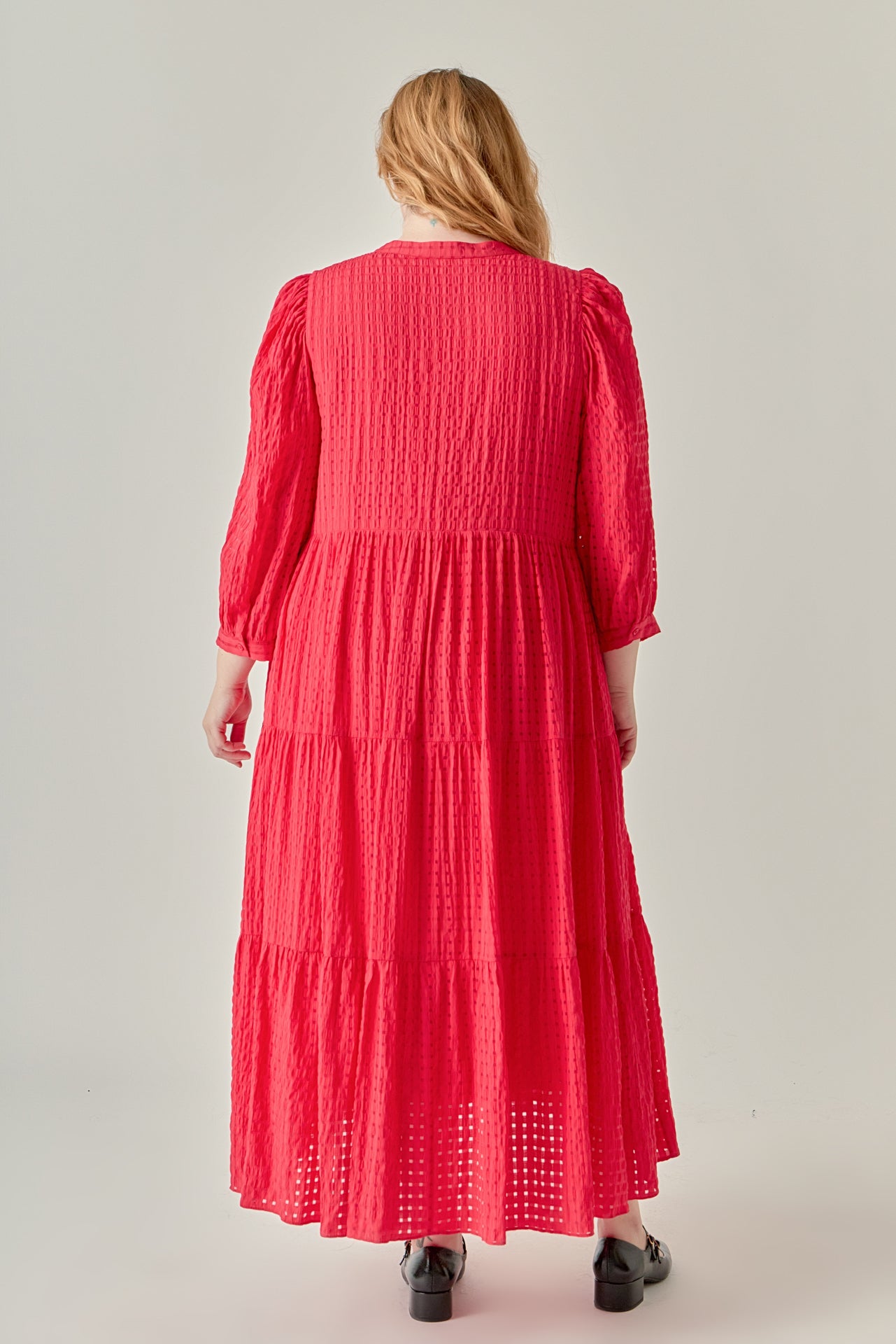 Plus Size Gingham Tiered Mini Dress