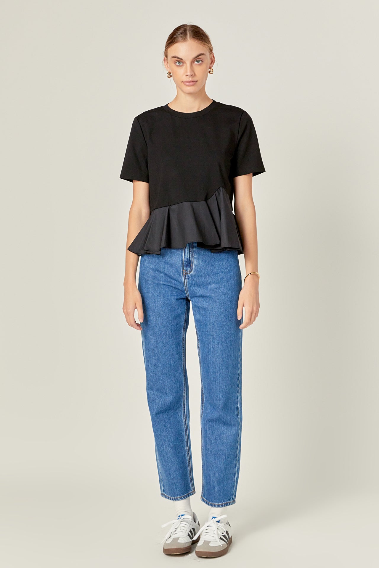 ENGLISH FACTORY - Mixed Media Ruffled Top - TOPS available at Objectrare