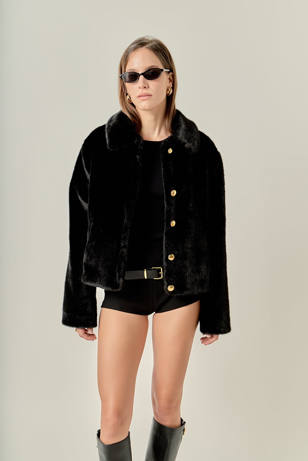 ENGLISH FACTORY - Faux Fur Collar Jacket - JACKETS available at Objectrare