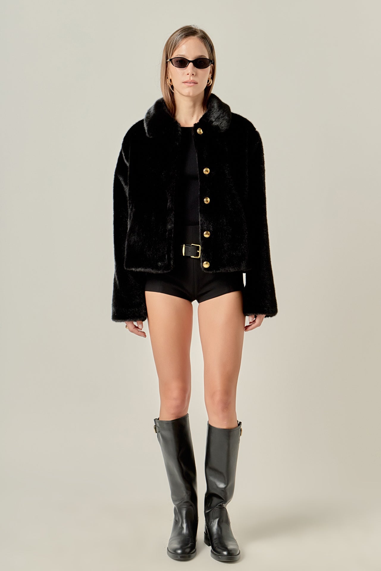 ENGLISH FACTORY - Faux Fur Collar Jacket - JACKETS available at Objectrare