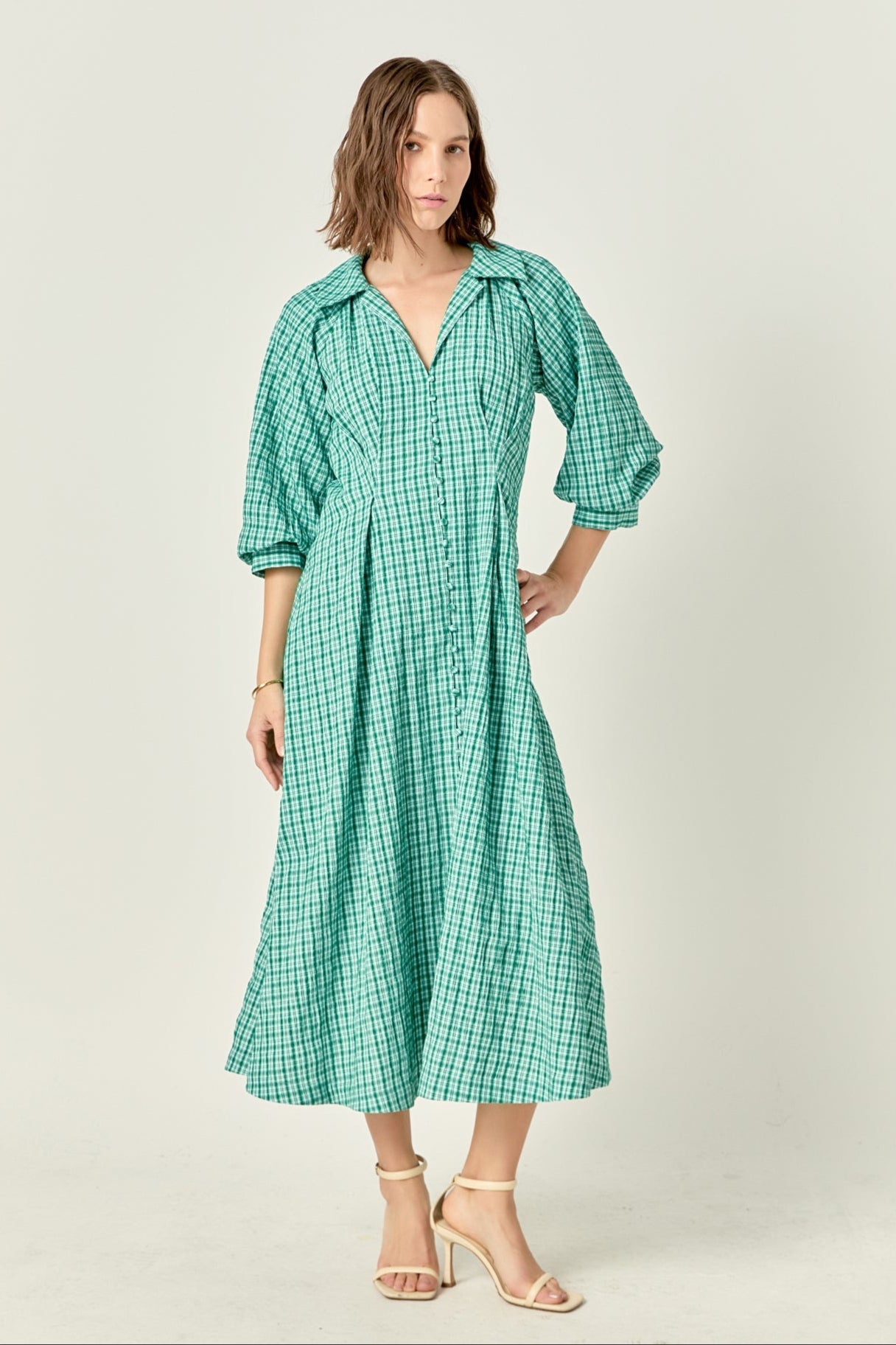 ENGLISH FACTORY - Volum Sleeves Shirt Midi Dress - DRESSES available at Objectrare